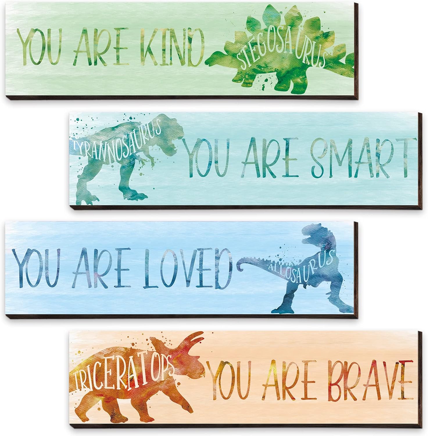 4 piezas de decoración de pared de dinosaurio para habitación de niños, póster inspirador de dinosaurio para niños, decoración de pared de