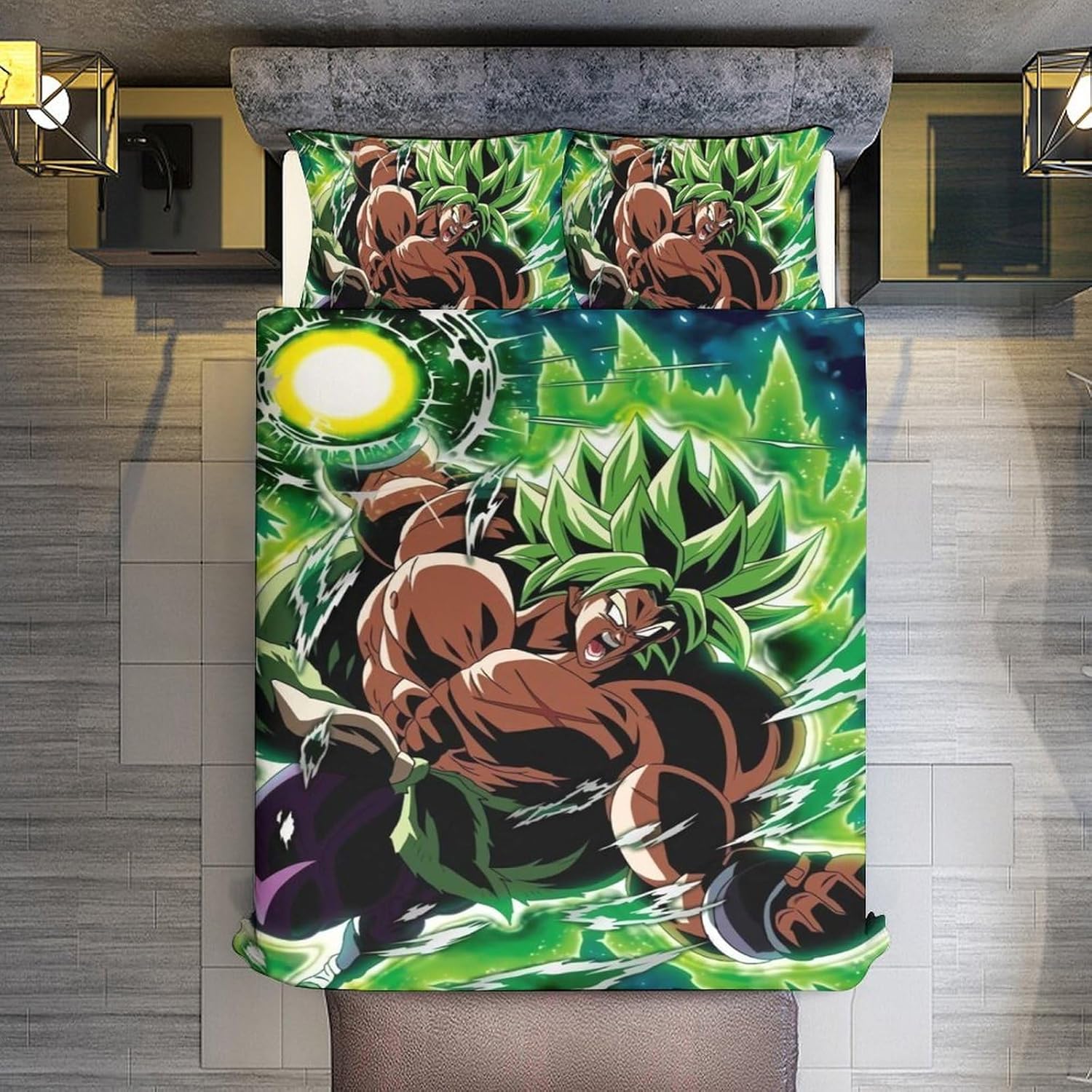 Saiyajin Broly – Juego de sábanas y fundas de almohada de microfibra suave de 3 piezas, tamaño matrimonial, 86 x 70 pulgadas