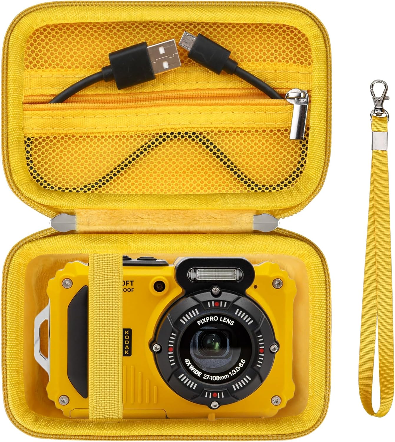 Funda protectora rígida para cámara digital Kodak PIXPRO WPZ2, resistente e impermeable, funda de viaje con bolsillo de malla con cremallera para