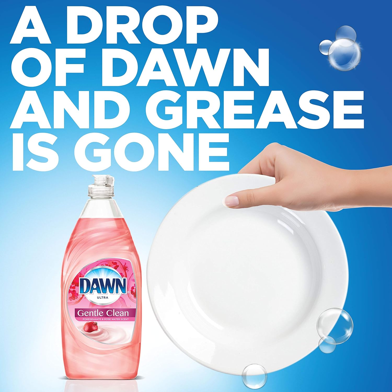Dawn Gentle Clean – Jabón líquido para lavar platos, granada, 24 onzas (paquete de 2)