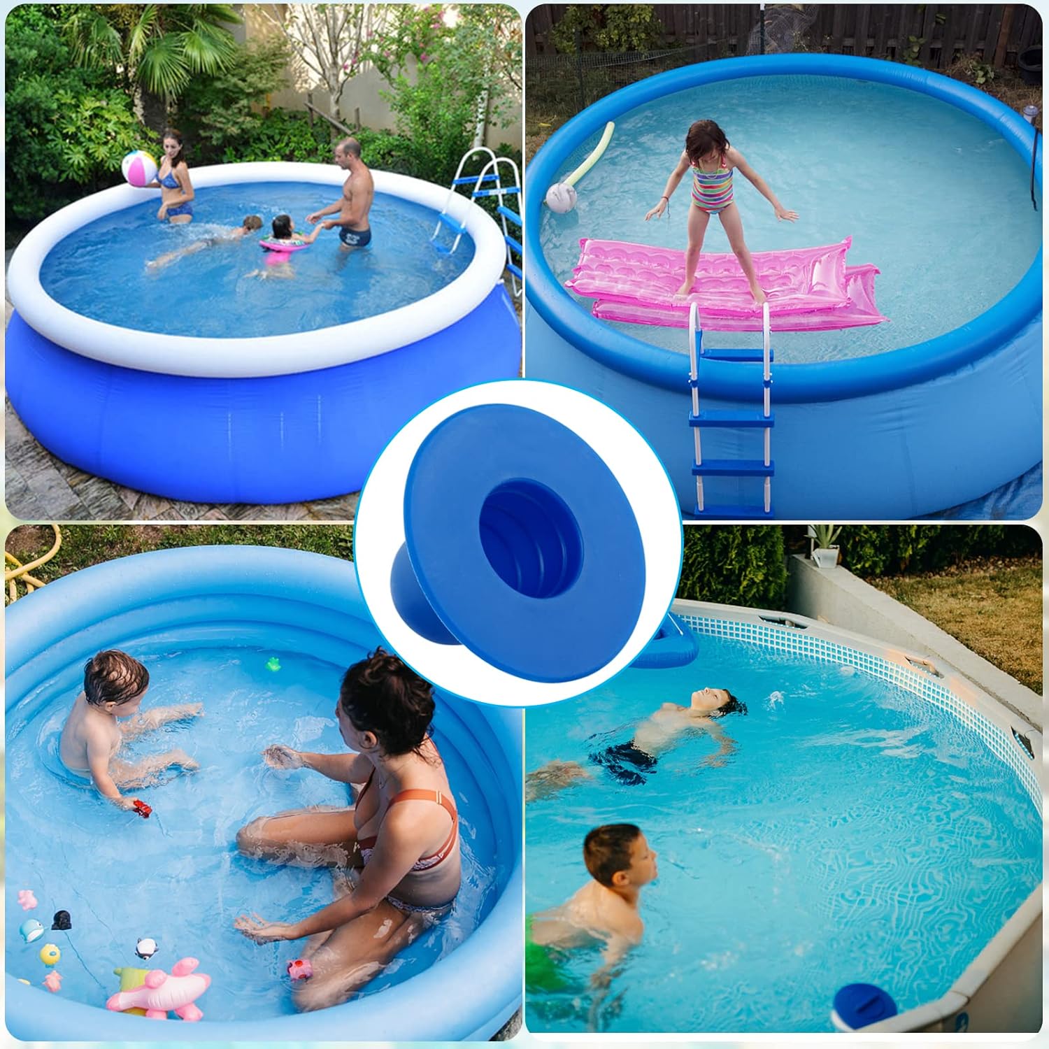 Tapones de piscina para piscina sobre el suelo, 6 tapones de tope de piscina, tapones de orificio de bomba de filtro de piscina, aptos para Intex