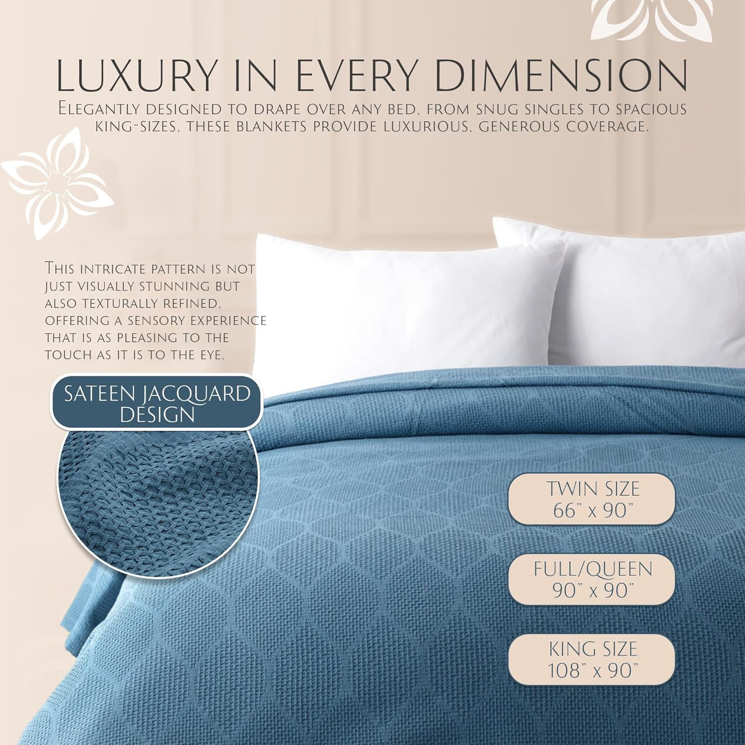 Maura Mantas finas y ligeras. Manta térmica decorativa 100% algodón, diseño jacquard satinado. Manta transpirable, acogedora y perfecta para colocar