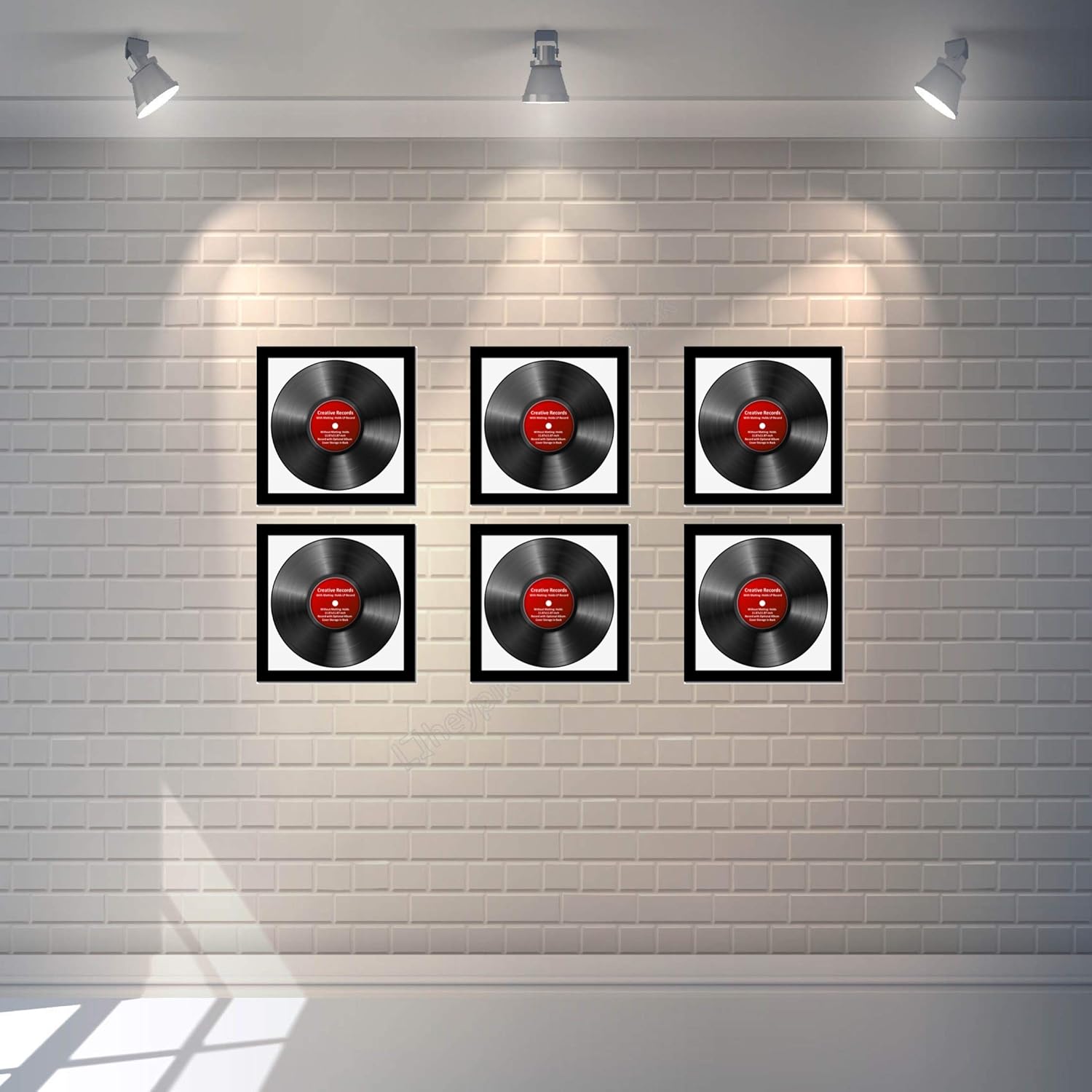 CreativePF – Marco para álbum de vinilo LP con alfombrilla blanca, inserto de disco LP, inserto de disco LP, vidrio y colgador de pared (paquete de
