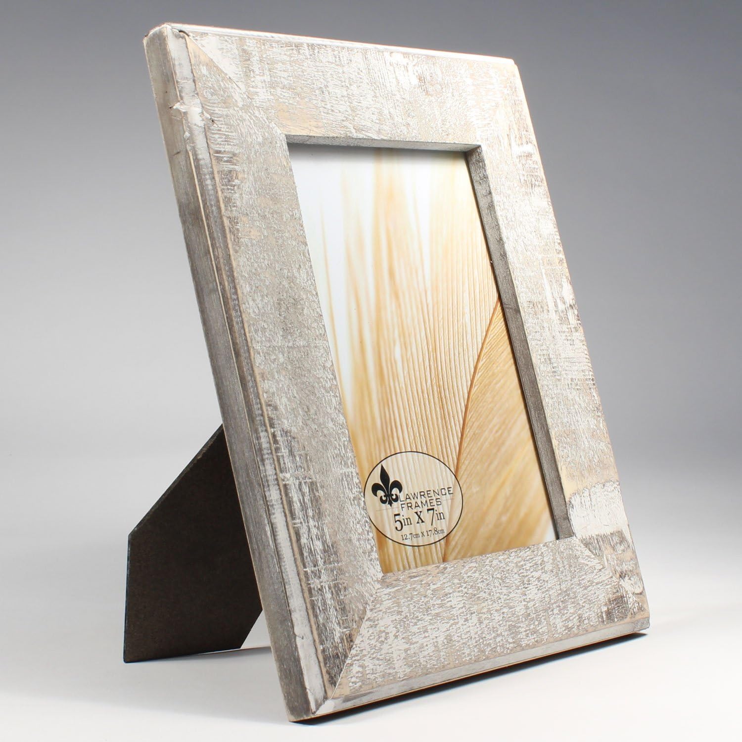 Lawrence Frames Marco de fotos de madera gris envejecida de 5 x 7 pulgadas con blanco lavado