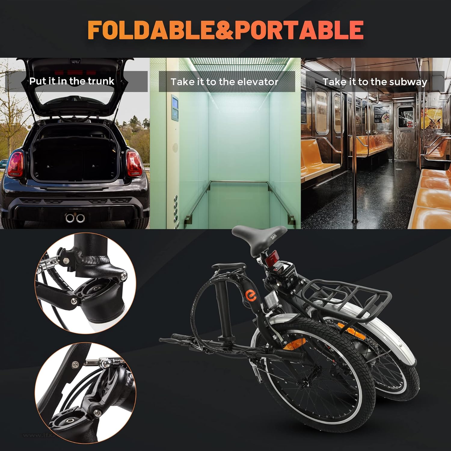 ECOTRIC Step-Through-2 Bicicleta eléctrica plegable de 20 pulgadas, potente motor de 350 W, 36 V12.5 AH, batería de litio extraíble, marco de