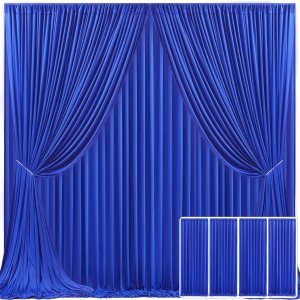 4 paneles de cortina tipo telón de color azul real para fiestas, sin arrugas, cortinas de fondo azules para fotos, decoración de tela para bodas, 4 paneles de cortina tipo telón de color azul real para fiestas, sin arrugas, cortinas de fondo azules para fotos, decoración de tela para bodas,