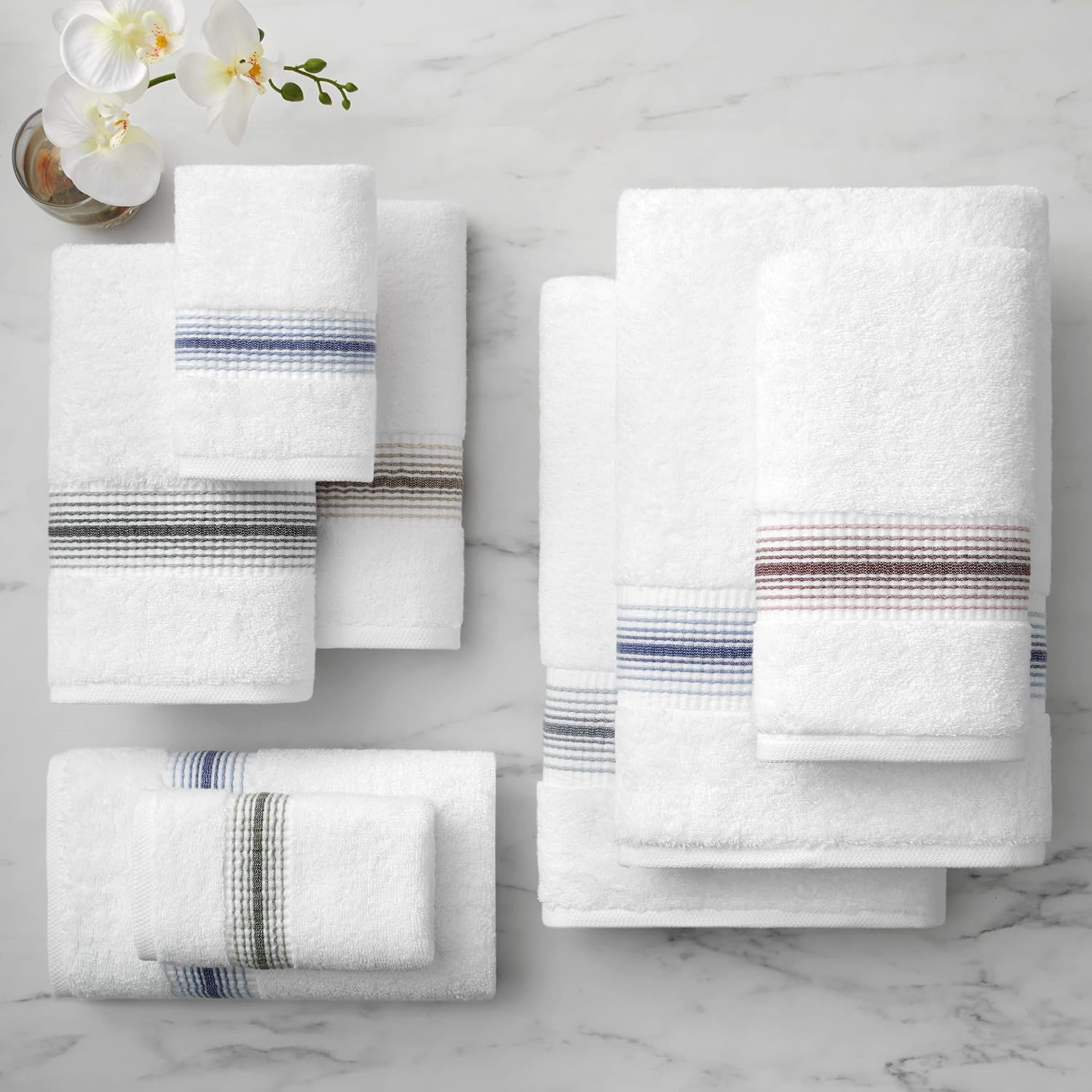 Aston & Arden Aegean – Toallas de mano degradadas (paquete de 4) de gran tamaño, ultra suaves, gruesas y absorbentes, 100% algodón turco hilado en