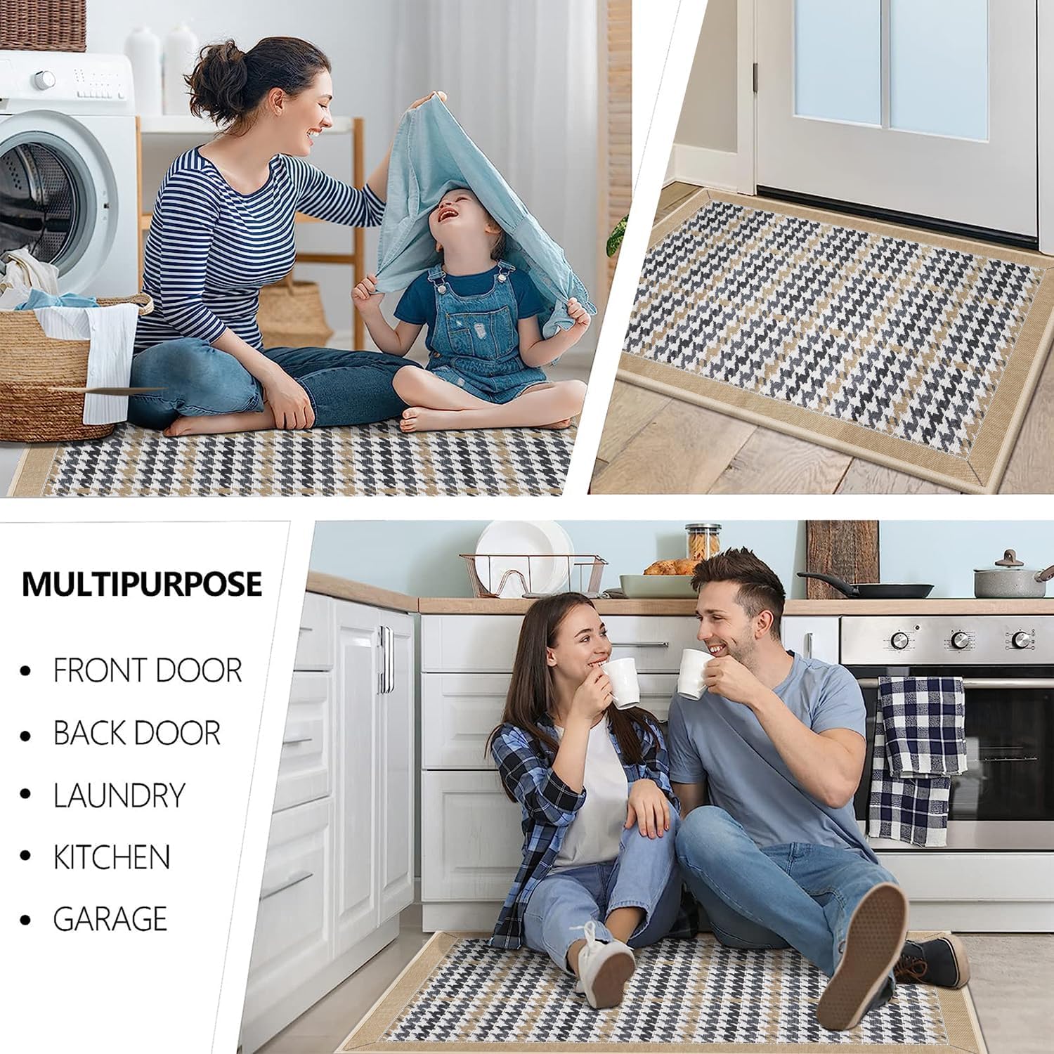 Tapete para puerta interior, antideslizante, lavable, tapete grande para puerta de interior, tapete grande para puerta de interior, tapete para