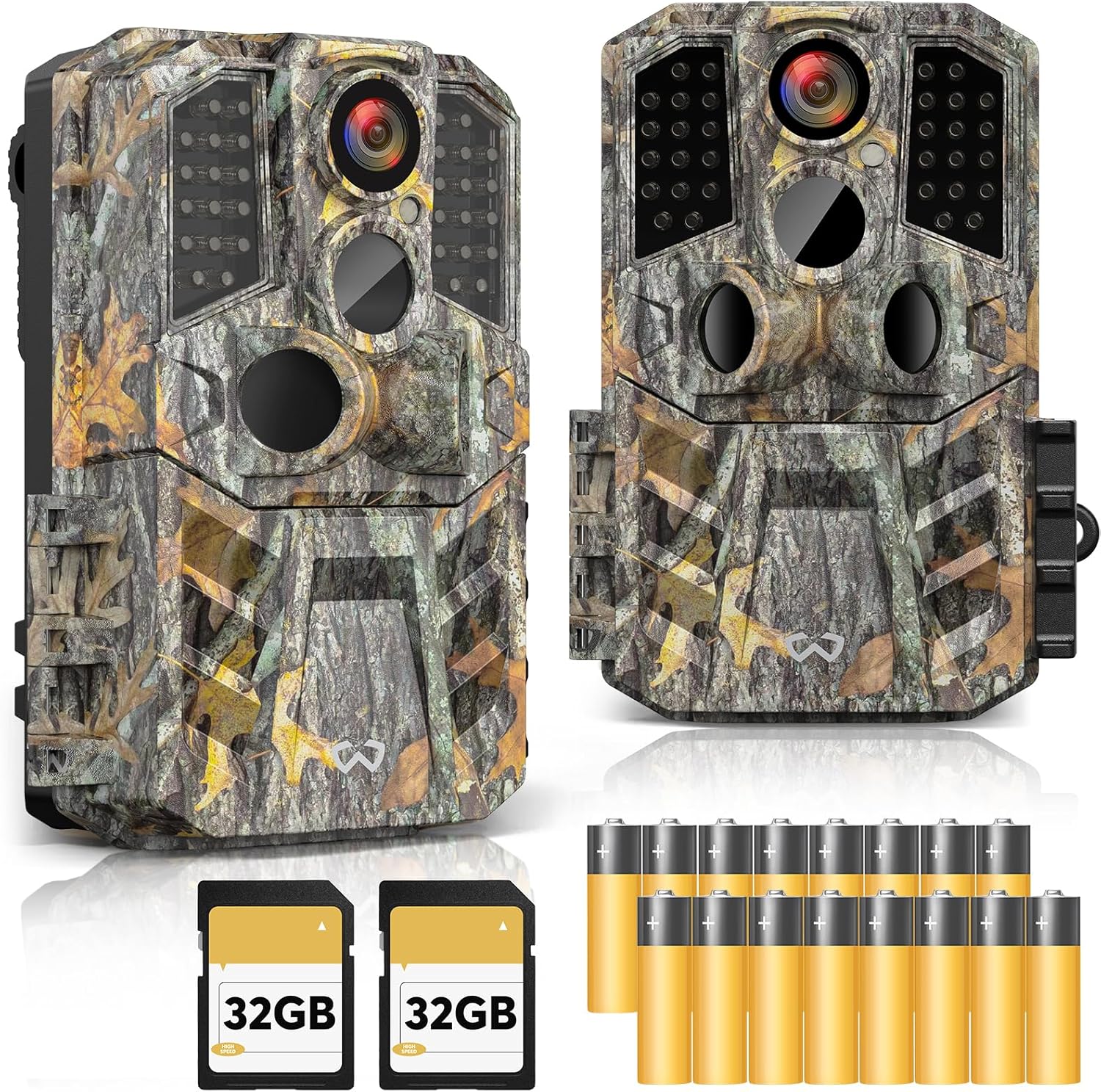 WOSODA Paquete de 2 cámaras de rastreo de 30 MP 1920P HD – Cámara de juego con tarjetas SD, tiempo de disparo de 0.2 s, visión nocturna infrarroja,