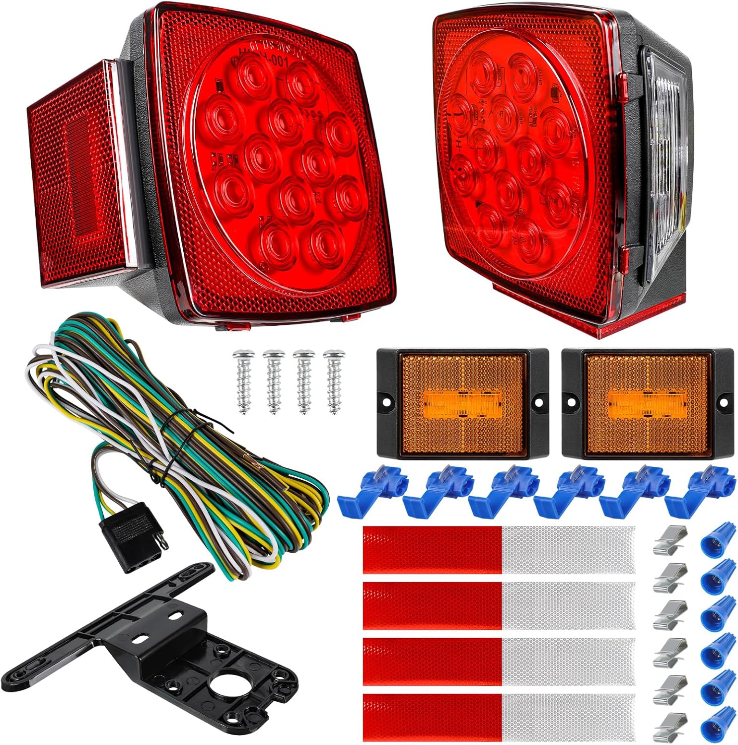 Kit de luces LED para remolque, luces de remolque de barco con kit de cableado, kit de luces LED para remolque con combinación de luces de