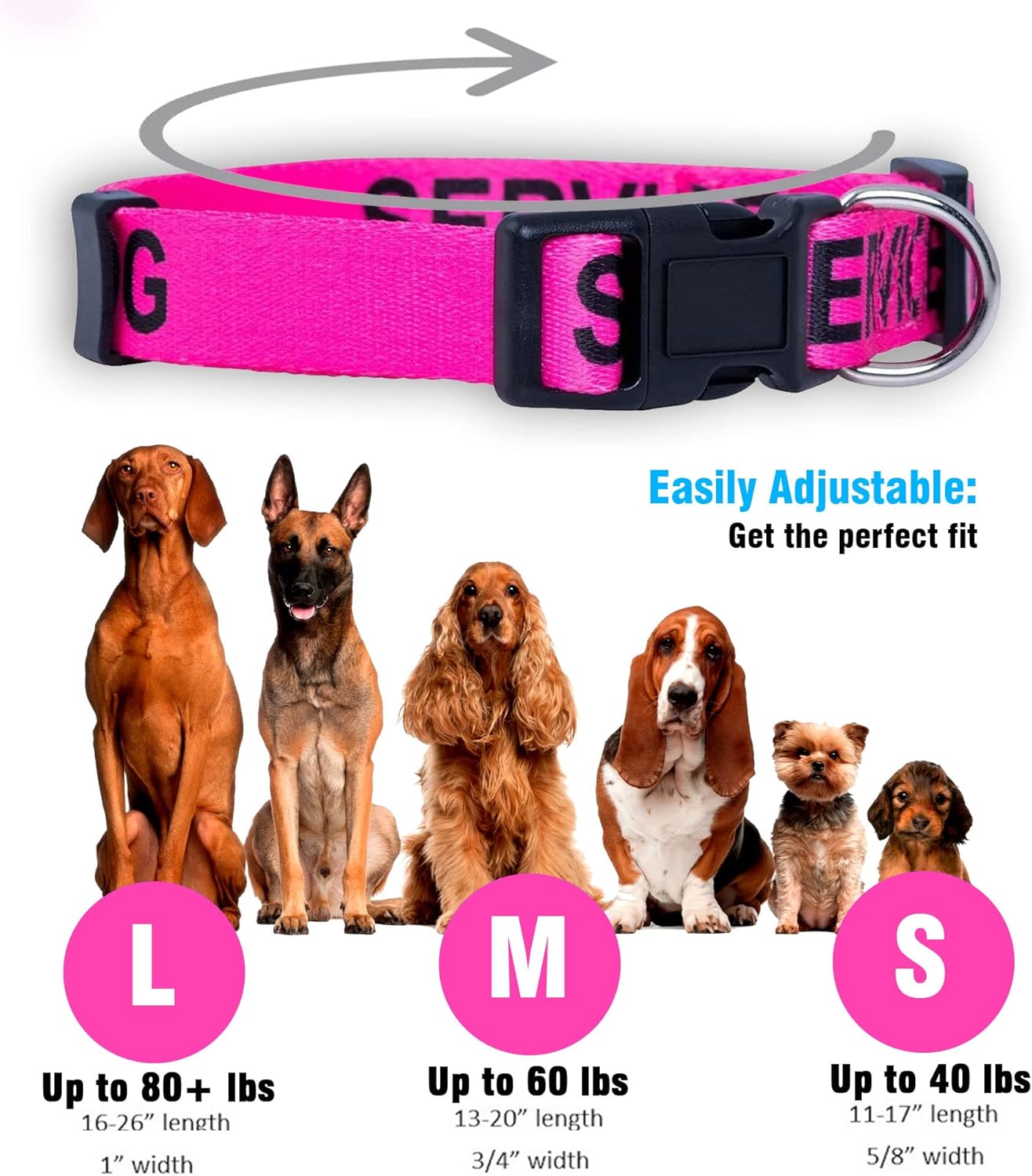 Native Pup Collares para perros de servicio (tamaño mediano, rosa)