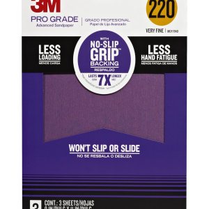 3M 25220P-G Pro Grade – Papel de lija avanzado con agarre antideslizante, 9 x 11 pulgadas, grano 220, paquete de 3 3M 25220P-G Pro Grade – Papel de lija avanzado con agarre antideslizante, 9 x 11 pulgadas, grano 220, paquete de 3