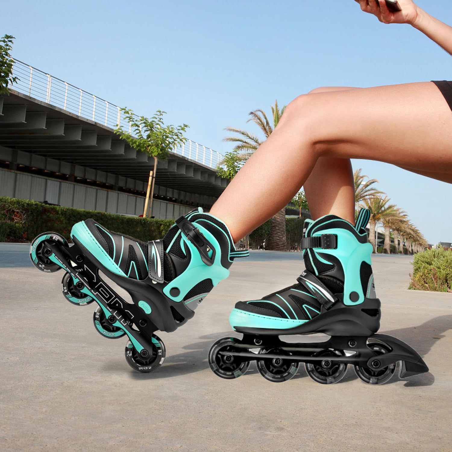2PM SPORTS Patines en línea ajustables para niños de 4 a 12 años, patines Inlie para niñas y niños de 5 a 8 a 12 años con ruedas de luz completa,