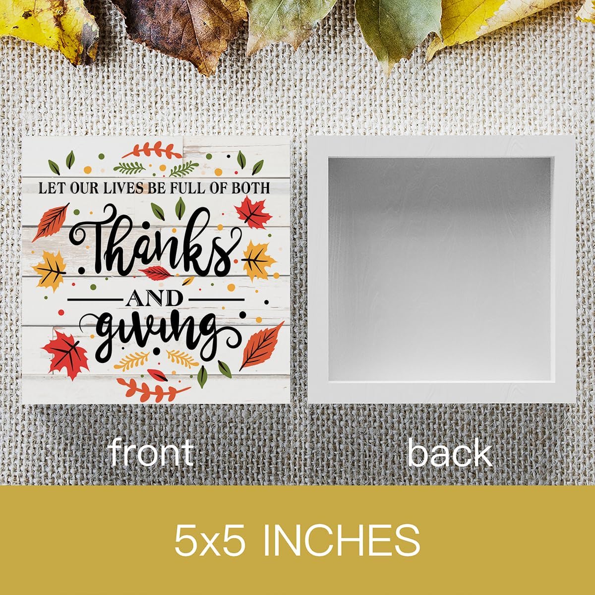 Cartel rústico de madera de Acción de Gracias, bonito letrero de otoño, caja de madera decorativa de granja, placa de bloque para pared, escritorio,