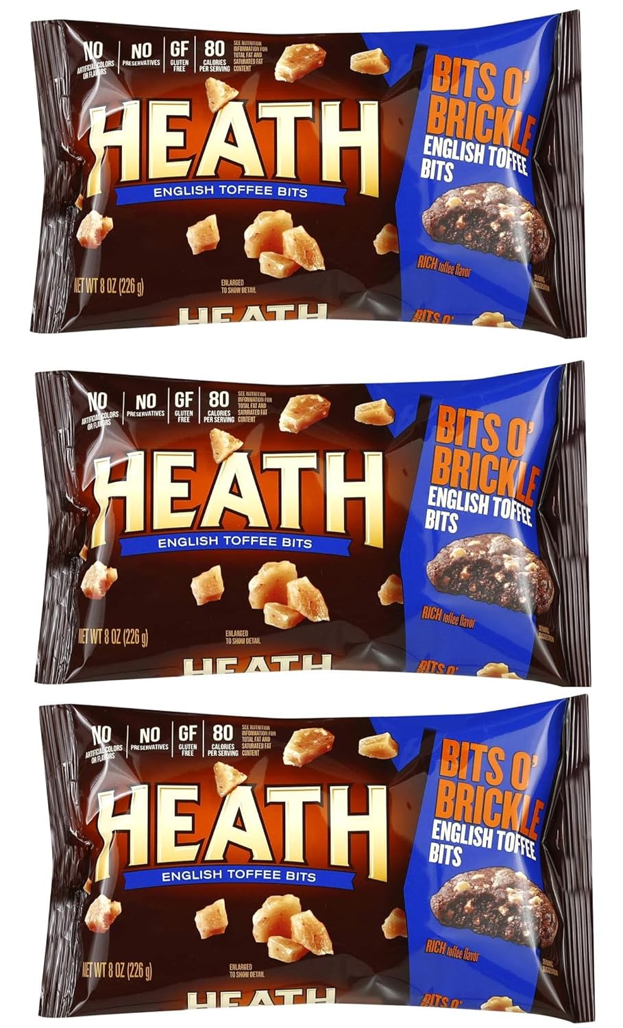 Heath – Bits de caramelo inglés  8 onzas  Bits O’ Brickle  Paquete de 3  24 onzas en total de bits  Mucho para compartir y almacenar la despensa
