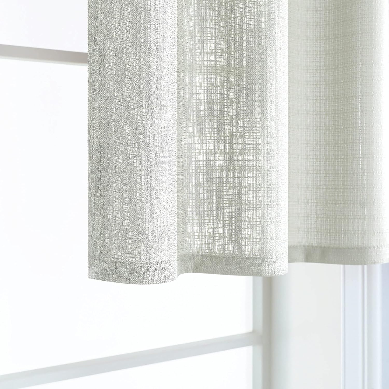 KOUFALL Cortinas semitraslúcidas cortas para ventana de baño, con bolsillo para barra, cortinas pequeñas de color blanco roto para cocina y
