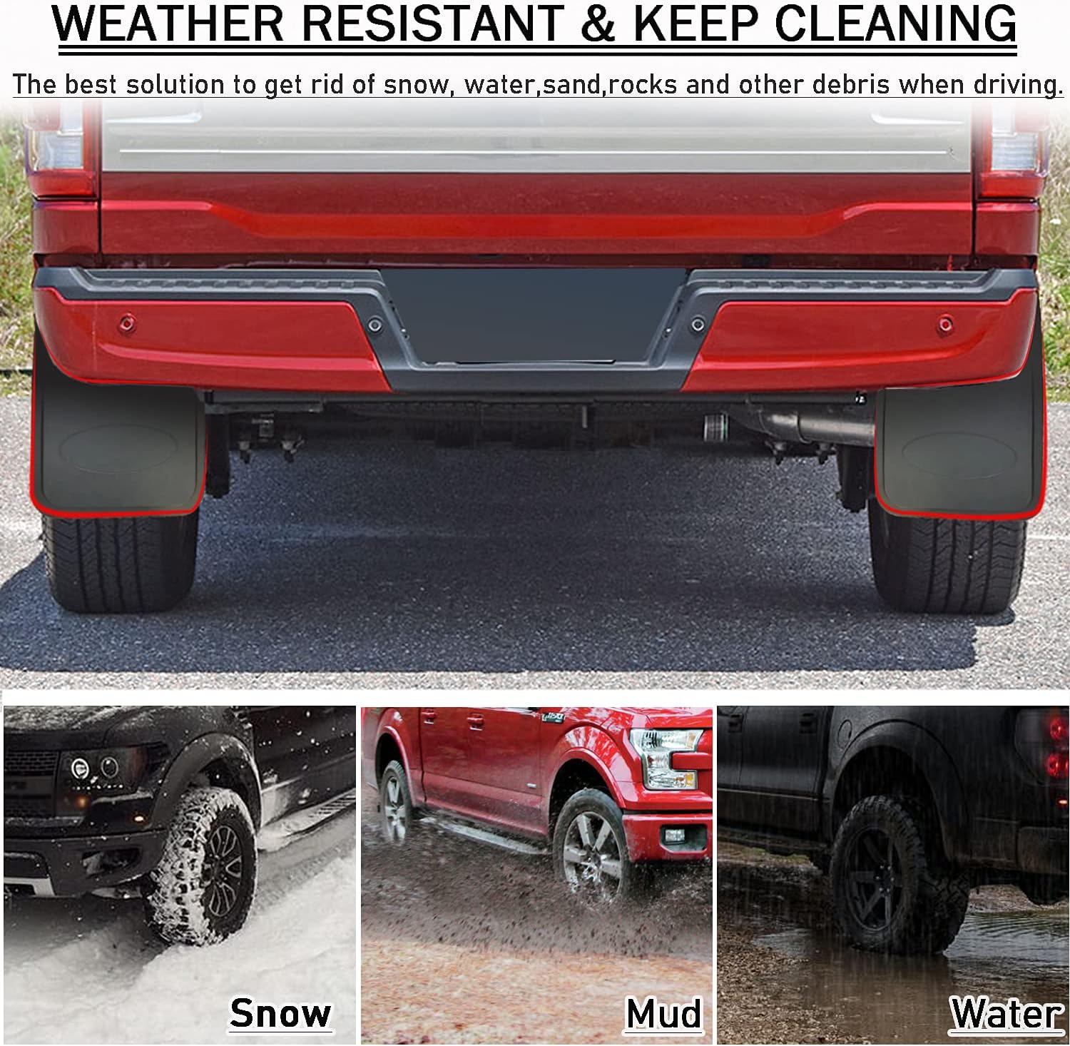 Aletas de barro para F150 2021 2022 2023 2024  No hay necesidad de taladrar agujeros, moldura de labio de rueda delantera y trasera protector contra