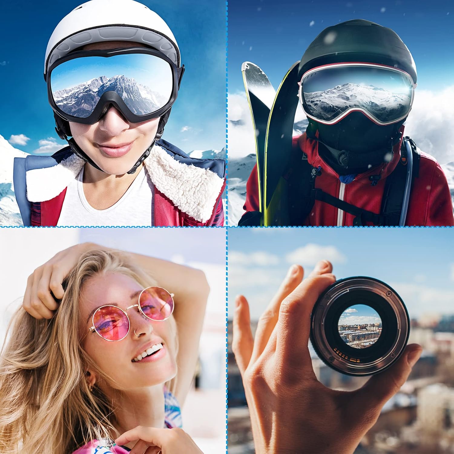 PATIKIL Bolsa de microfibra para gafas de esquí, funda de microfibra para gafas de nieve, funda de almacenamiento suave con cordón
