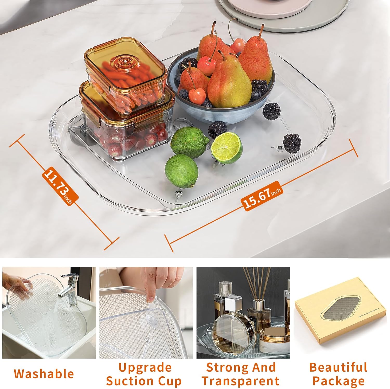 Fungrins Lazy Susan, Lazy Susan para refrigerador, refrigerador Lazy Susan, organizadores y almacenamiento de refrigerador, organizadores de cocina