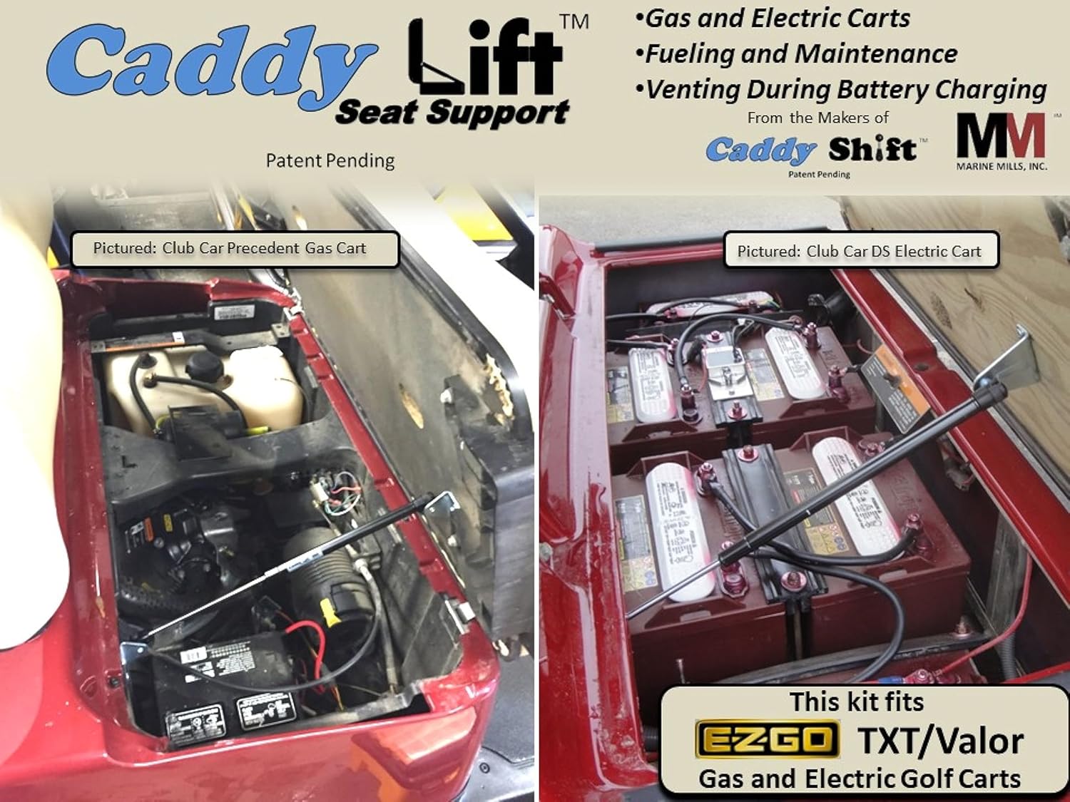 Caddy – Soporte de asiento elevador, E-Z-GO TXTValor