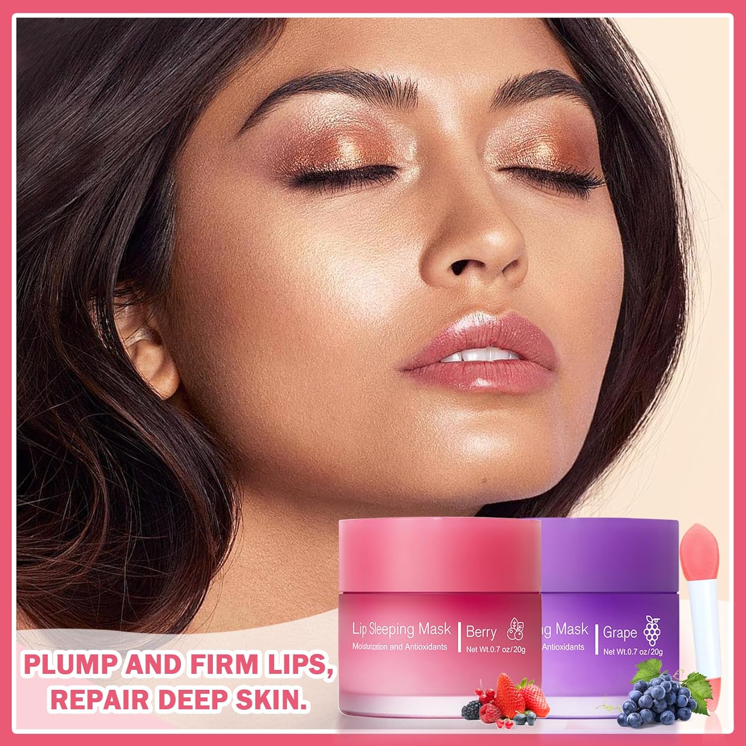 ZIZUCLE Juego de 2 máscaras de labios coreanas para dormir, productos para el cuidado de los labios durante la noche con varita durante 24 horas