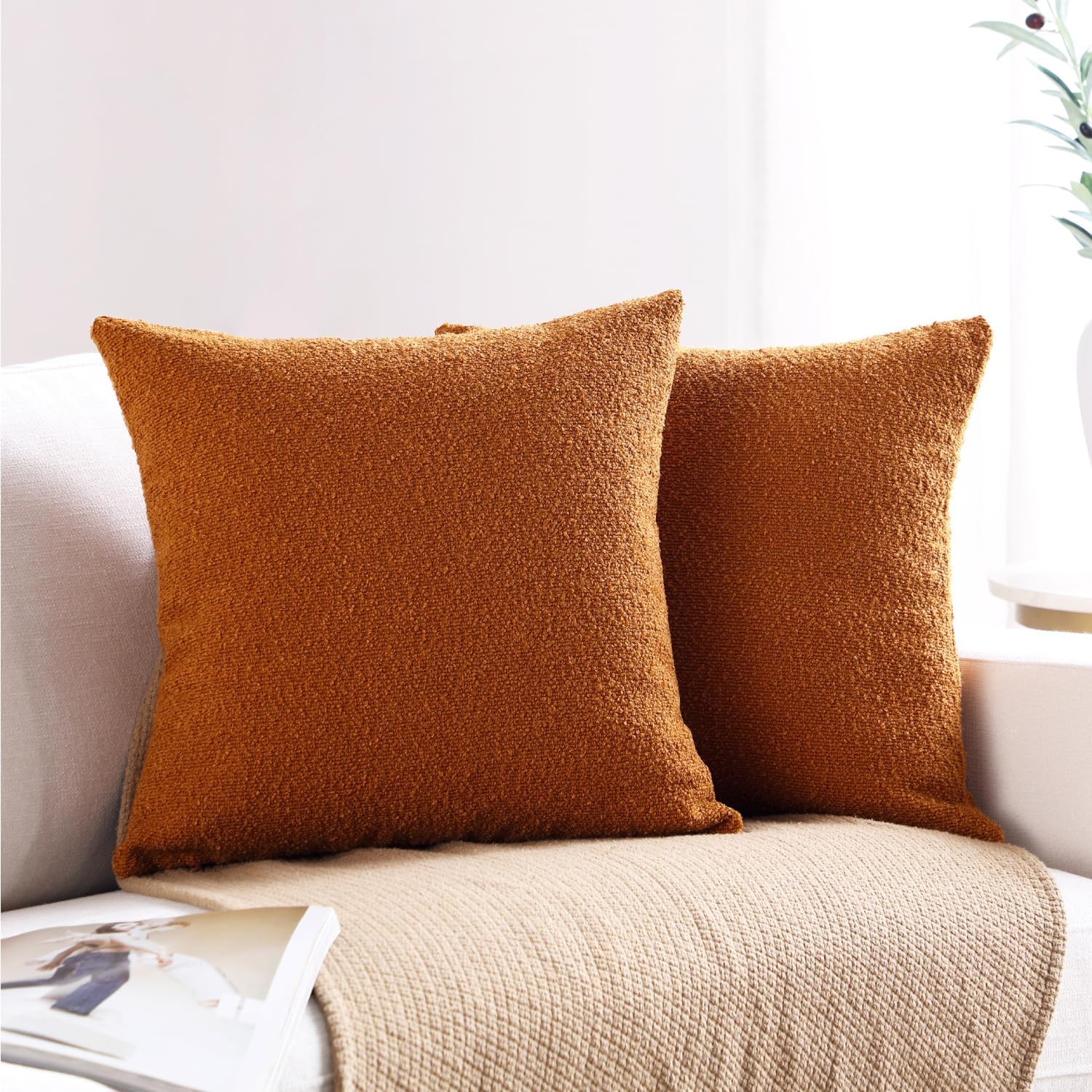 Juego de 2 fundas de almohada decorativas, cuadradas, fundas de almohada de lujo para sofá, cama, decoración del hogar