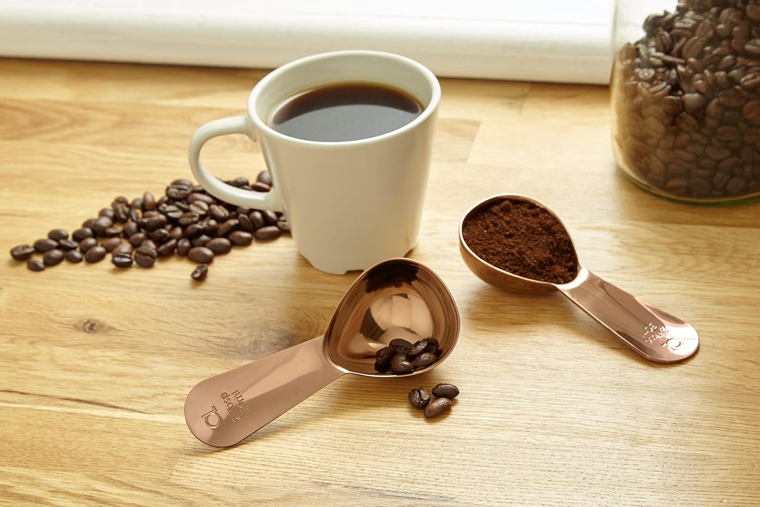 Apace Living Cuchara de café (juego de 2)  2 cucharadas (cucharadas)  Las mejores cucharas medidoras de acero inoxidable para café, té y más