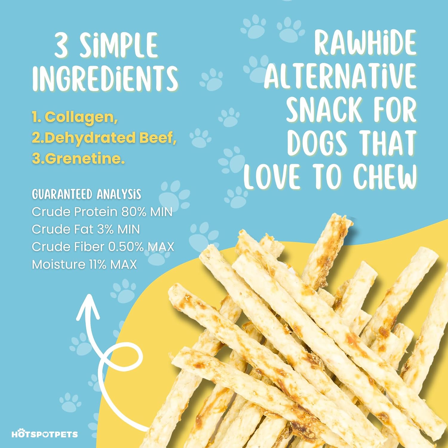 hotspot pets Palitos de carne alternativos de cuero crudo natural para perros (paquete de 10) golosinas masticables digeribles para perros, ideales
