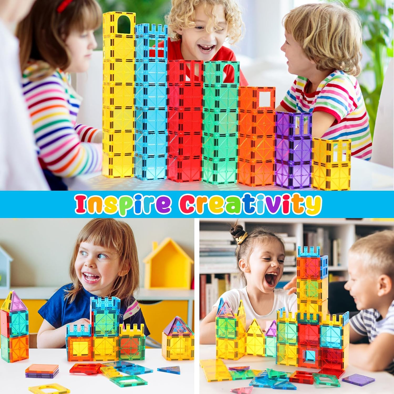 Azulejos magnéticos, juego de 42 piezas de azulejos magnéticos, juego de juguetes magnéticos para niños y niñas, juguete Montessori de aprendizaje