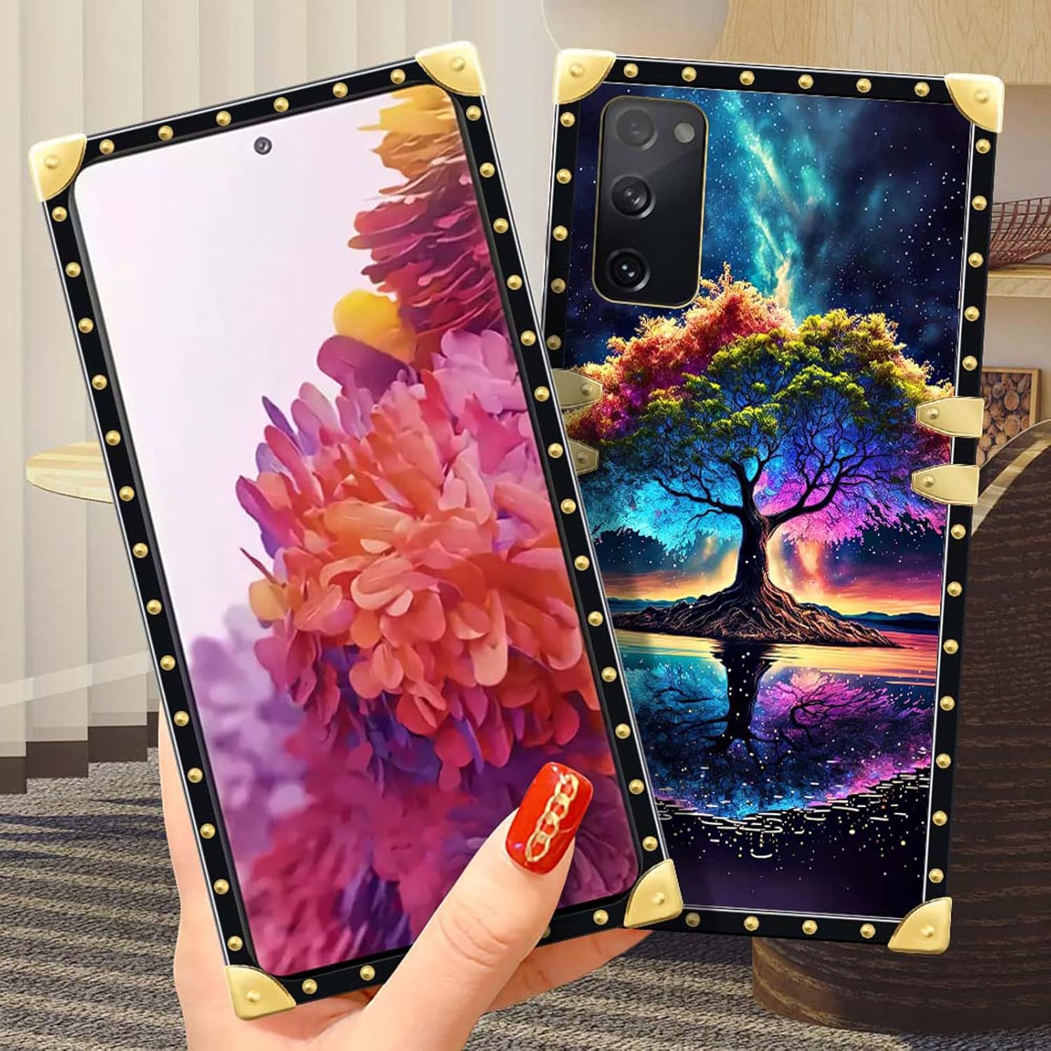 DAIZAG Funda compatible con Samsung Galaxy S20 FE Life Tree Energy Phone Case Golden Square Soft TPU a prueba de golpes funda protectora para regalo