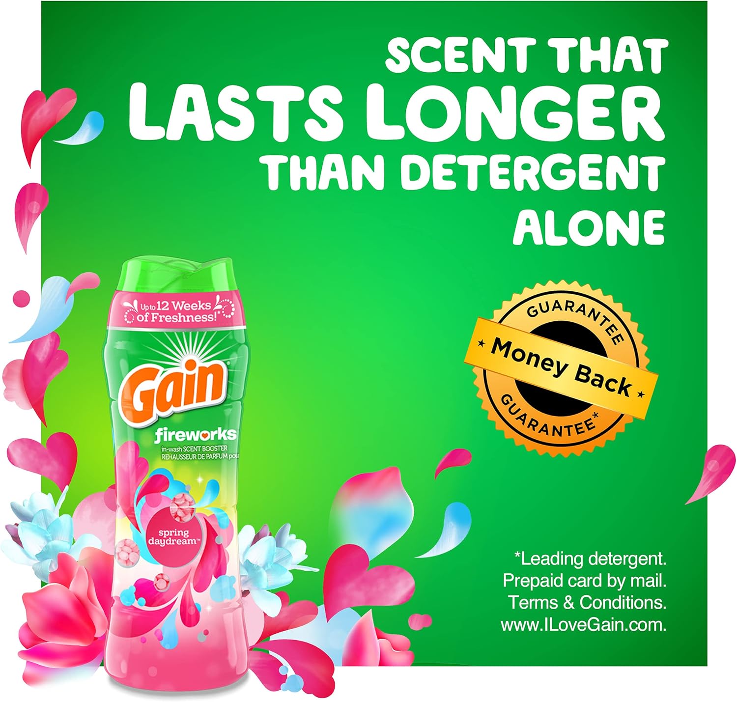 Gain Fireworks – Cuentas potenciadoras de aroma para lavandería, compatible con HE, aroma Spring Daydream, 24 onzas líquidas