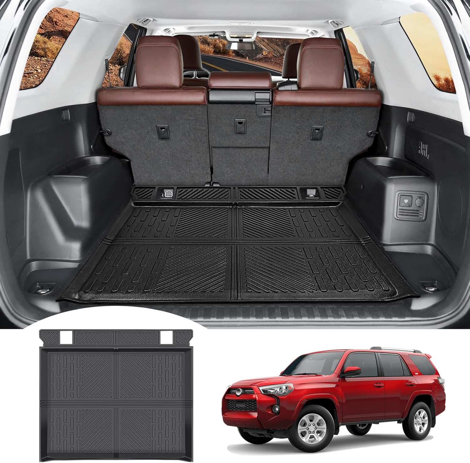 Tapete de maletero para Toyota 4Runner 2010-2024, revestimiento de carga trasera TPE para todo tipo de clima para 4Runner de 5 plazas sin