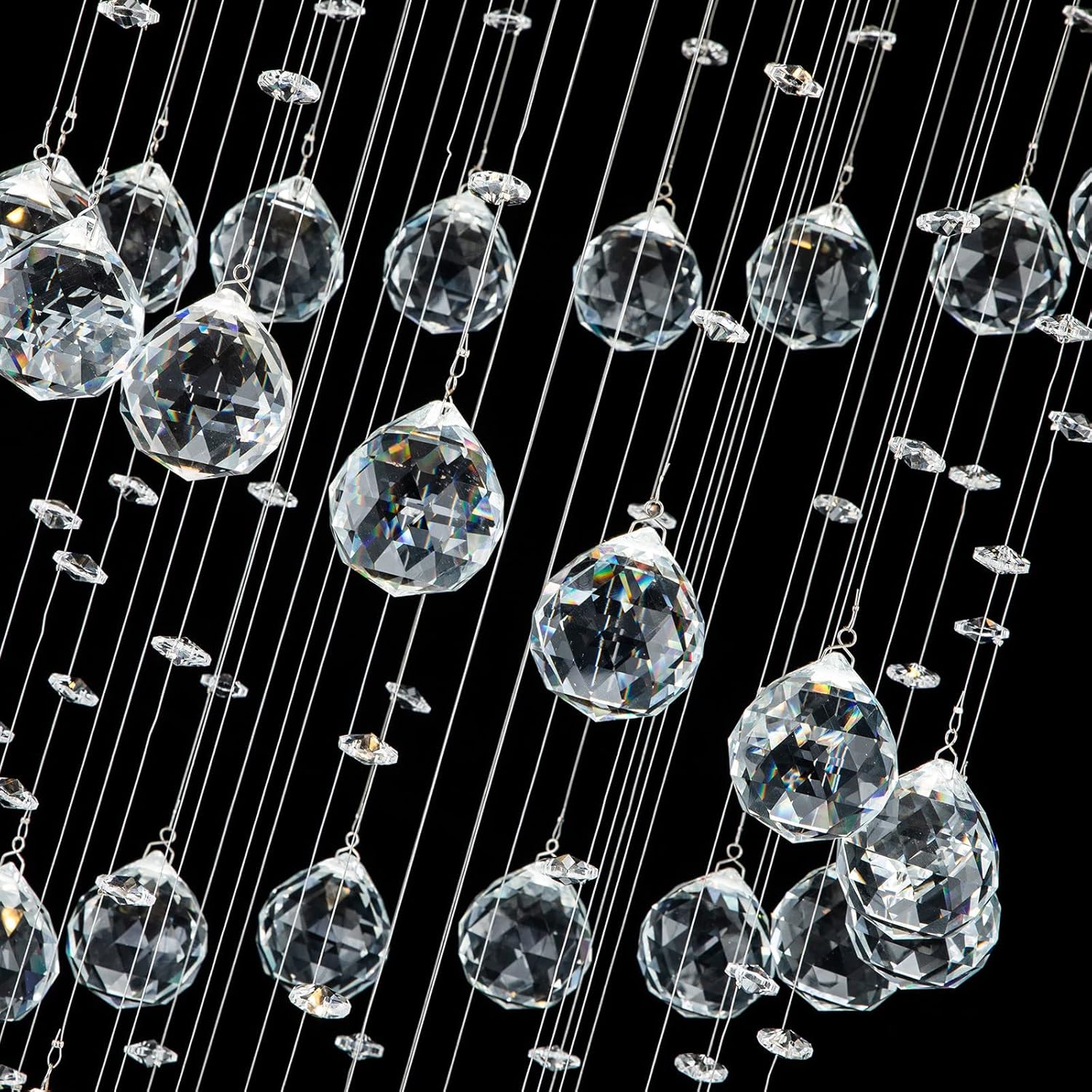 Lámpara colgante de techo LED de cristal moderna de 5 luces, lámpara de techo en espiral con forma de gota de lluvia, montaje empotrado, lámpara de