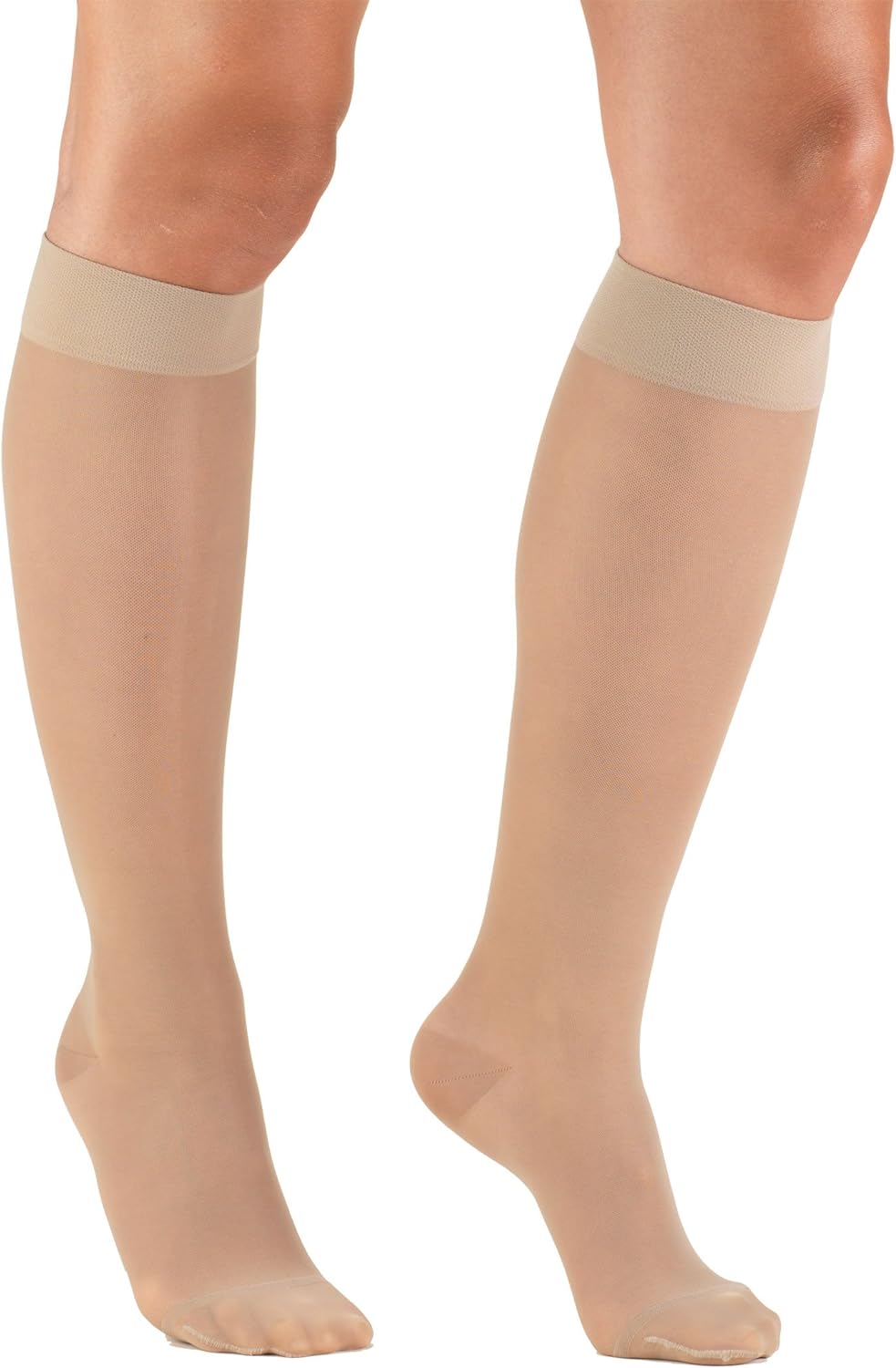 Truform – Medias de compresión traslúcidas para mujer, hasta la rodillas, 15-20 mmHg, 20 denier, color piel, talla S