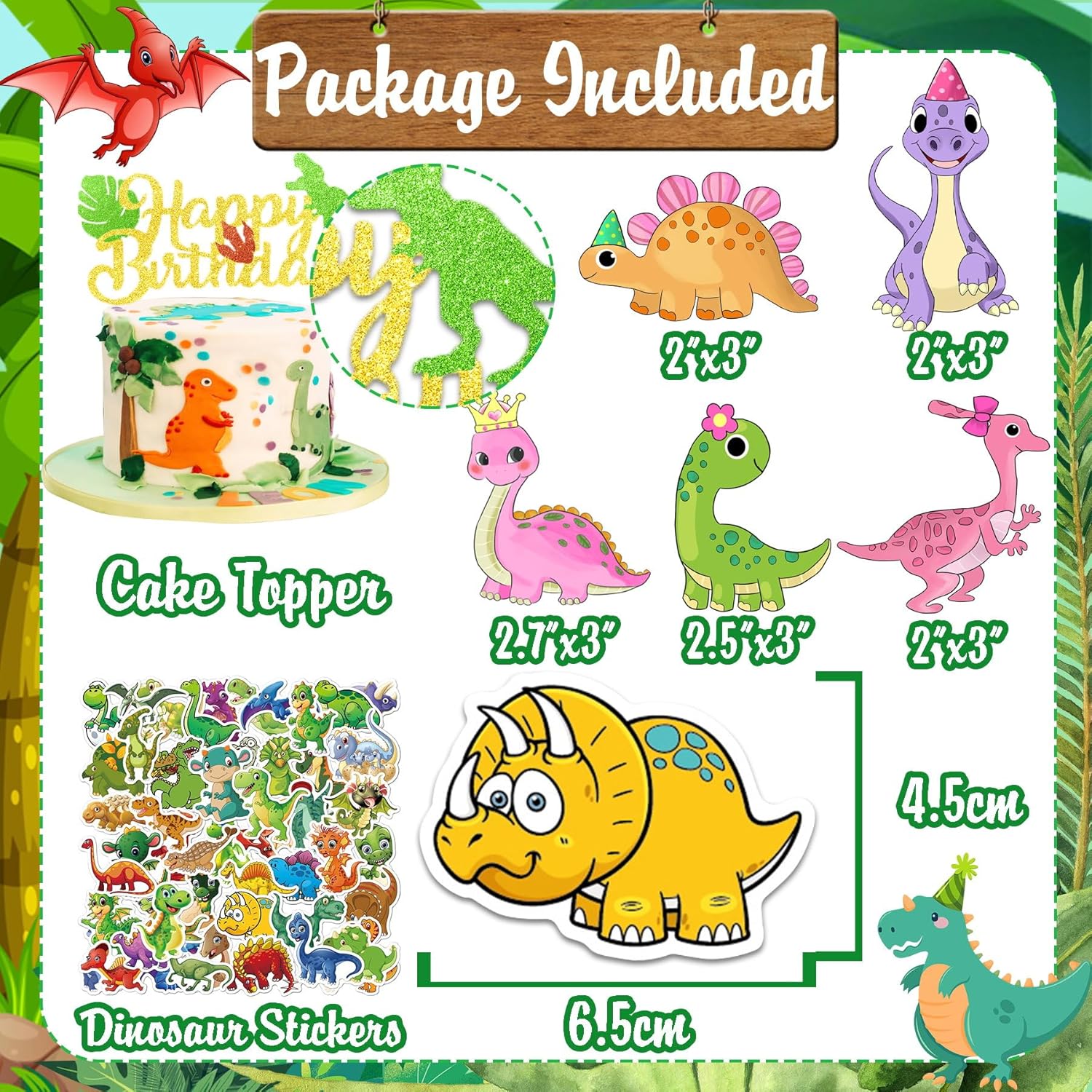 115 piezas de decoración de fiesta de cumpleaños de dinosaurio para niños, decoración de pastel de dinosaurio, kit de globos de dinosaurio,