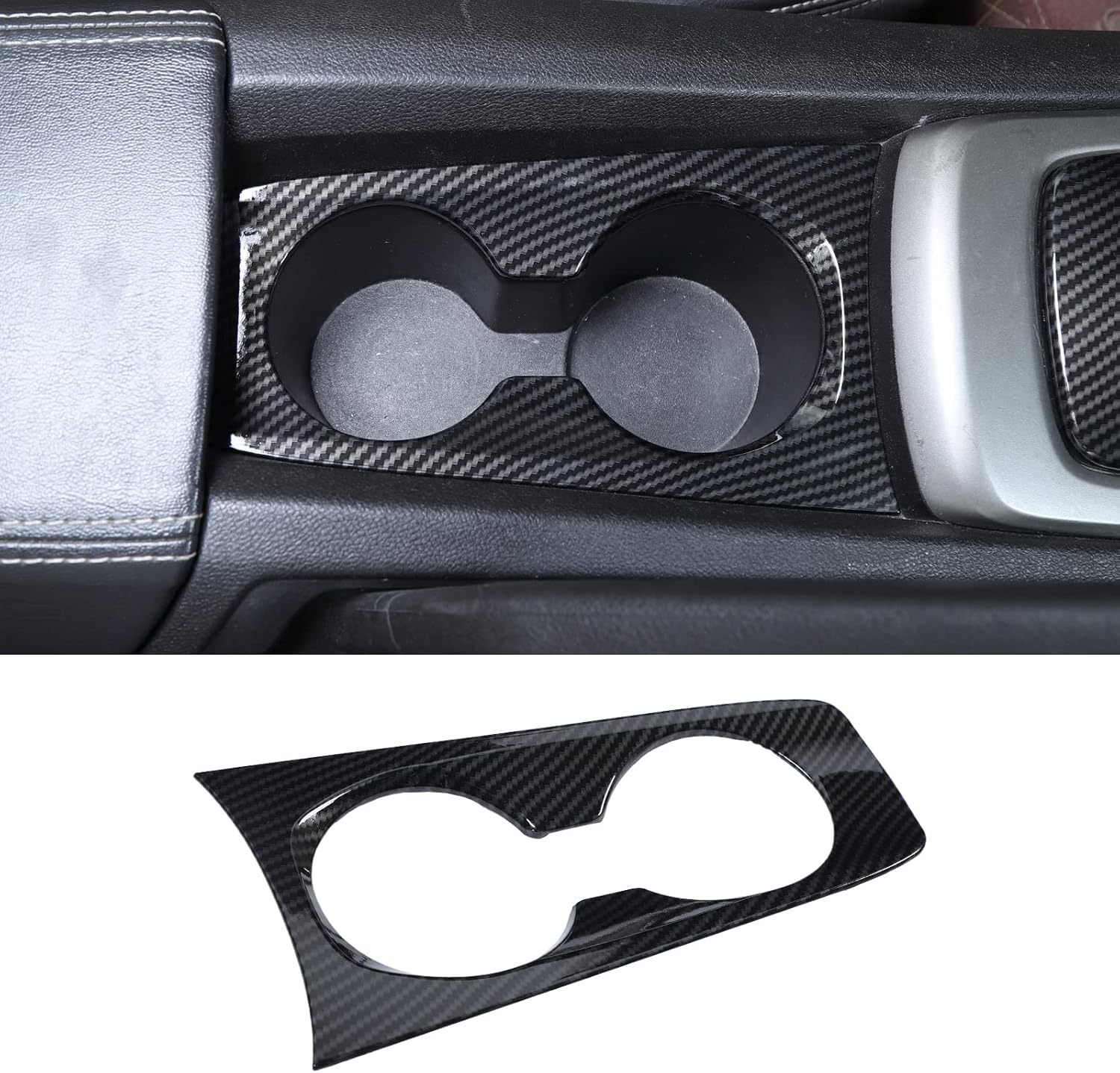 JeCar Cubierta del panel del soporte de la taza delantera para Chevrolet Camaro 2010-2015 (textura de fibra de carbono)