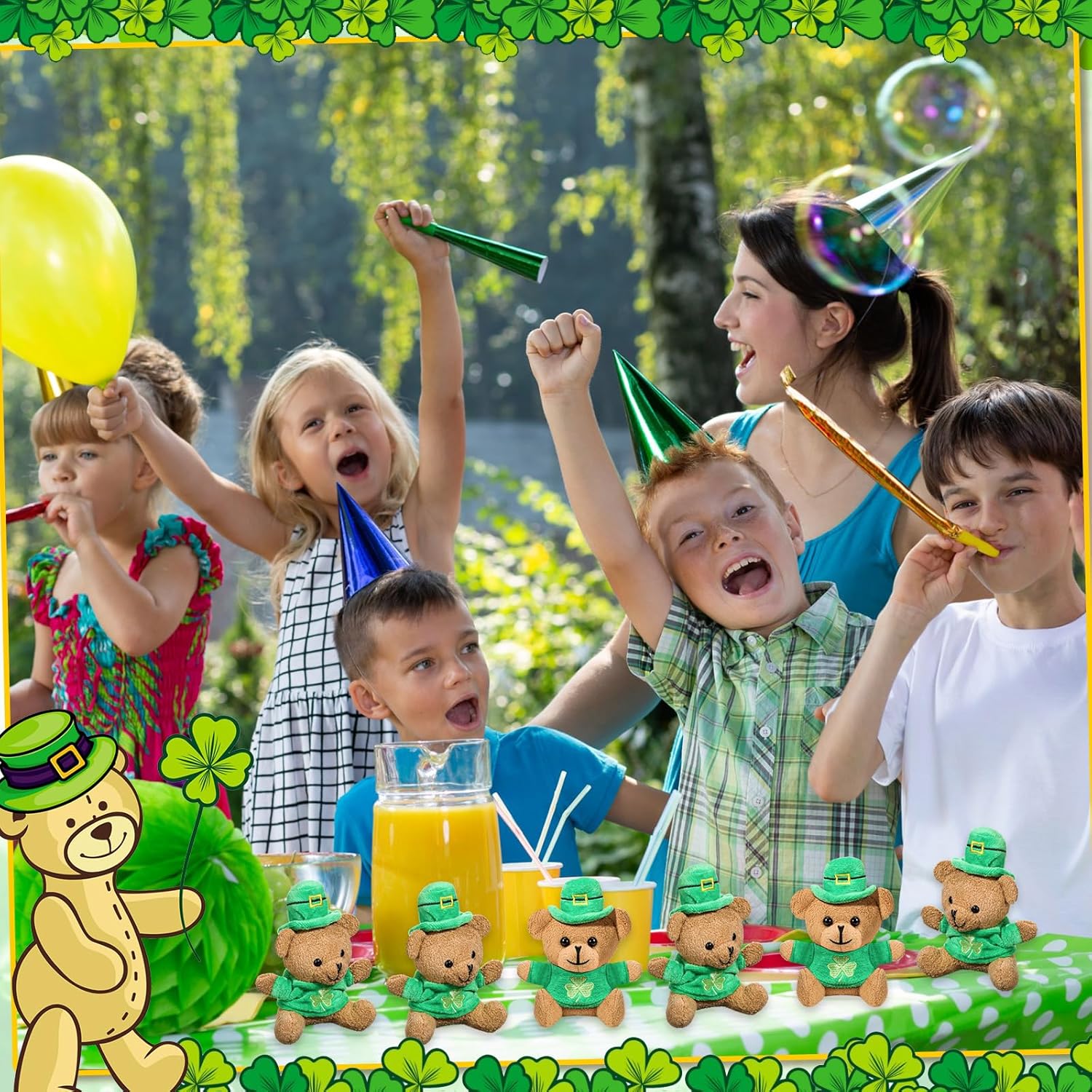 12 piezas de oso de peluche del día de San Patricio, mini oso de peluche, camisa bordada, oso de 4.7 pulgadas, pequeños recuerdos de fiesta para