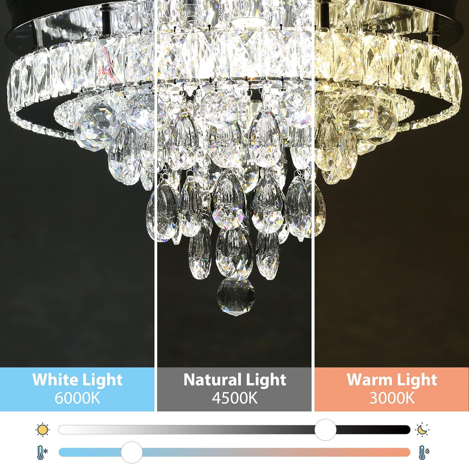 Finktonglan Ventilador de techo moderno de cristal de 42 pulgadas con luces con control remoto, ventilador de techo retráctil con luz LED empotrada,
