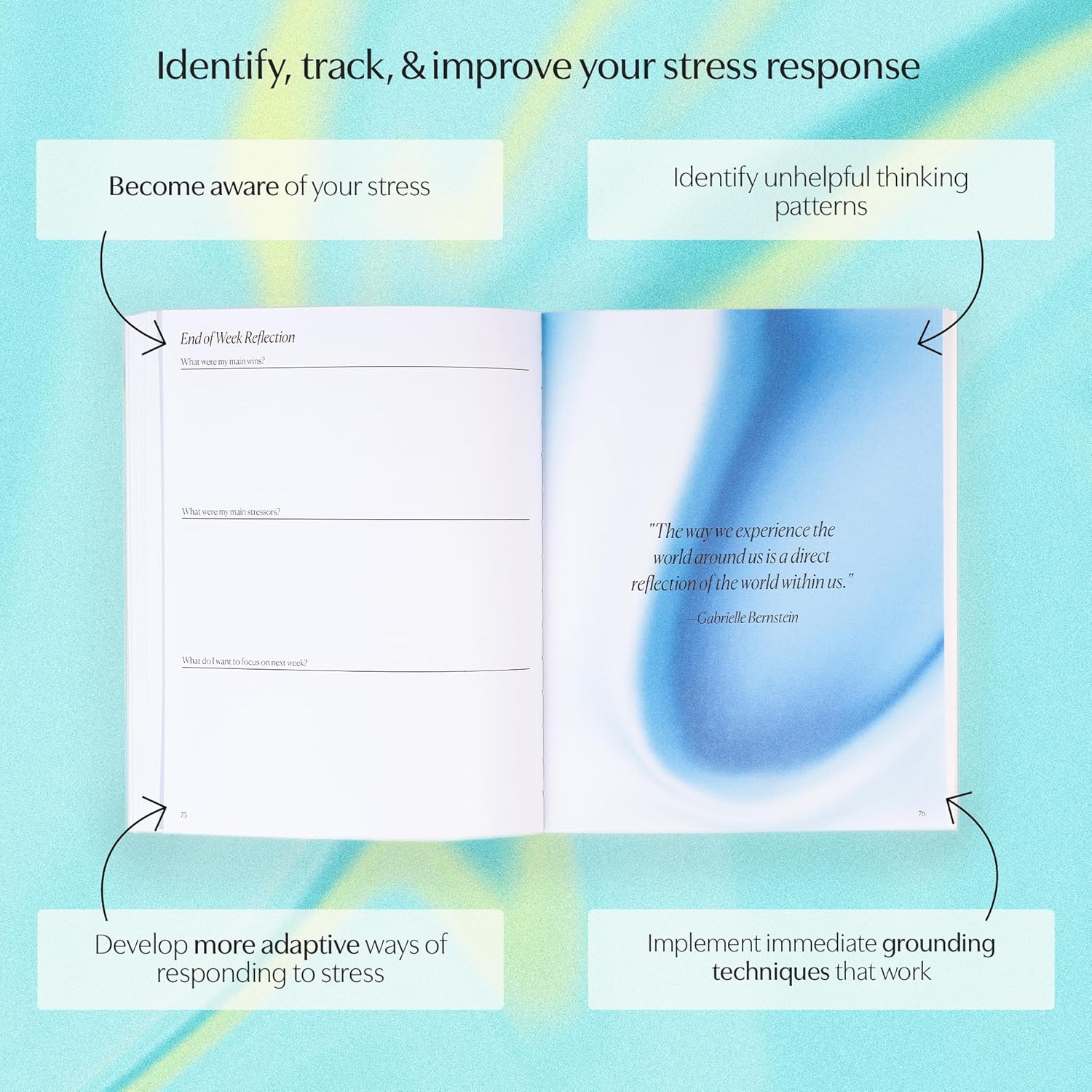 Switch Research Calm Planner – Planificador de objetivos sin fecha desarrollado por psicólogos, planificador de cuidado personal de 31 días con