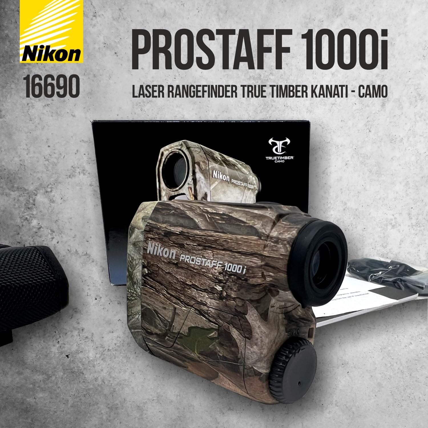 Nikon Telémetro láser PROSTAFF 1000i TrueTimber Kanati – Camo con paquete Wearable4U