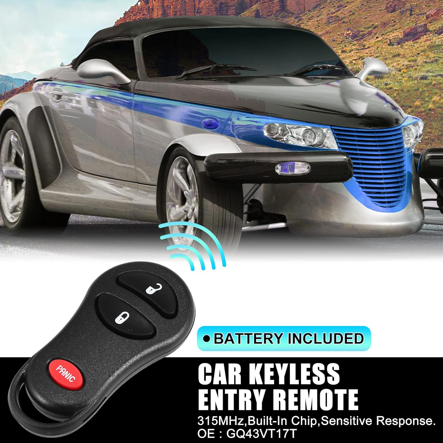 X AUTOHAUX 2 unidades GQ43VT17T 315MHz reemplazo sin llave remoto de entrada remoto para Dodge para Ram 1500 2500 3500 Pickup 2001-2005 para Dodge