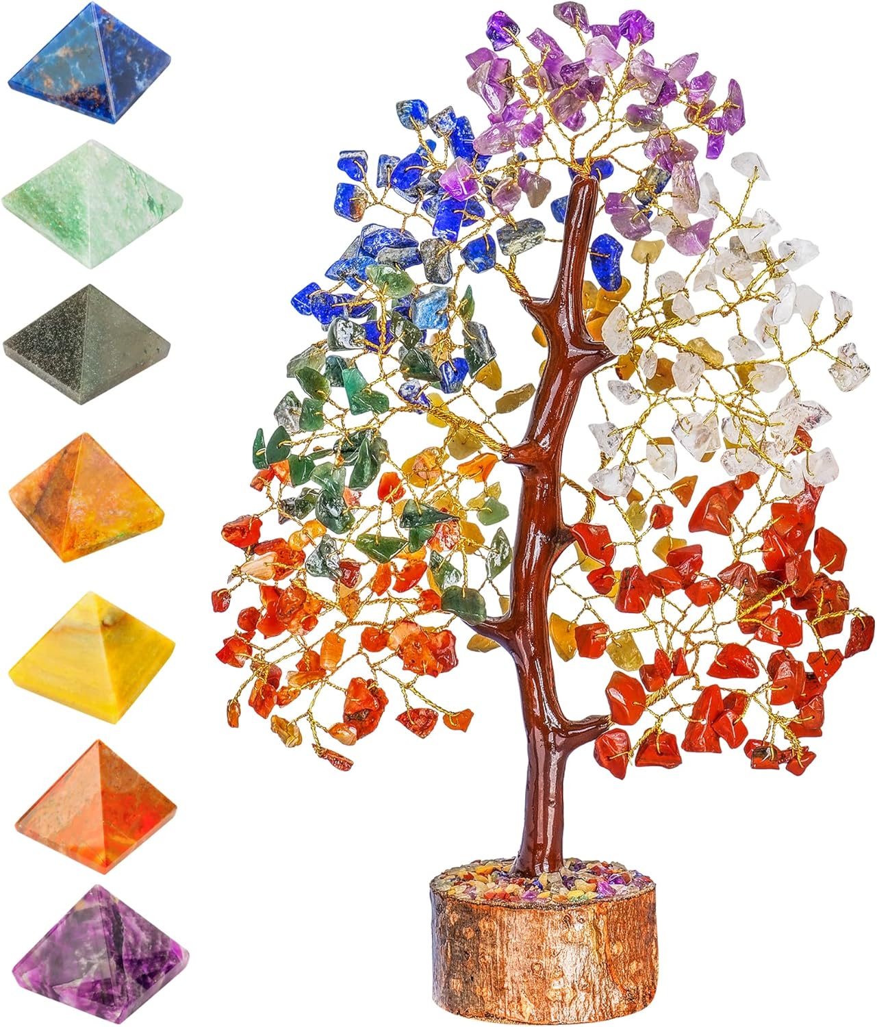 FASHIONZAADI Árbol bonsái  Árbol de los 7 chakras  Árbol de la vida de chakras  Regalos de chakras  Decoración de oficina  Árbol de cristal  Árbol