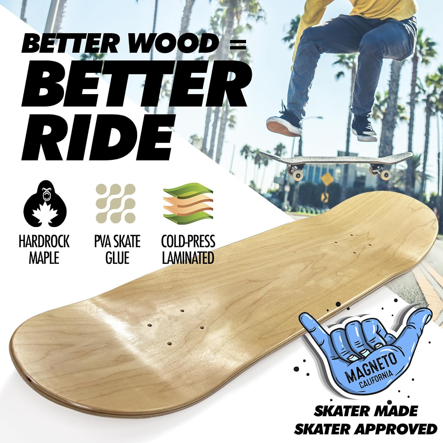 Magneto Patineta completa  Madera de arce  Rodamientos ABEC 5  Tabla cóncava de doble patada  Monopatín para niños  Patinetas para principiantes,
