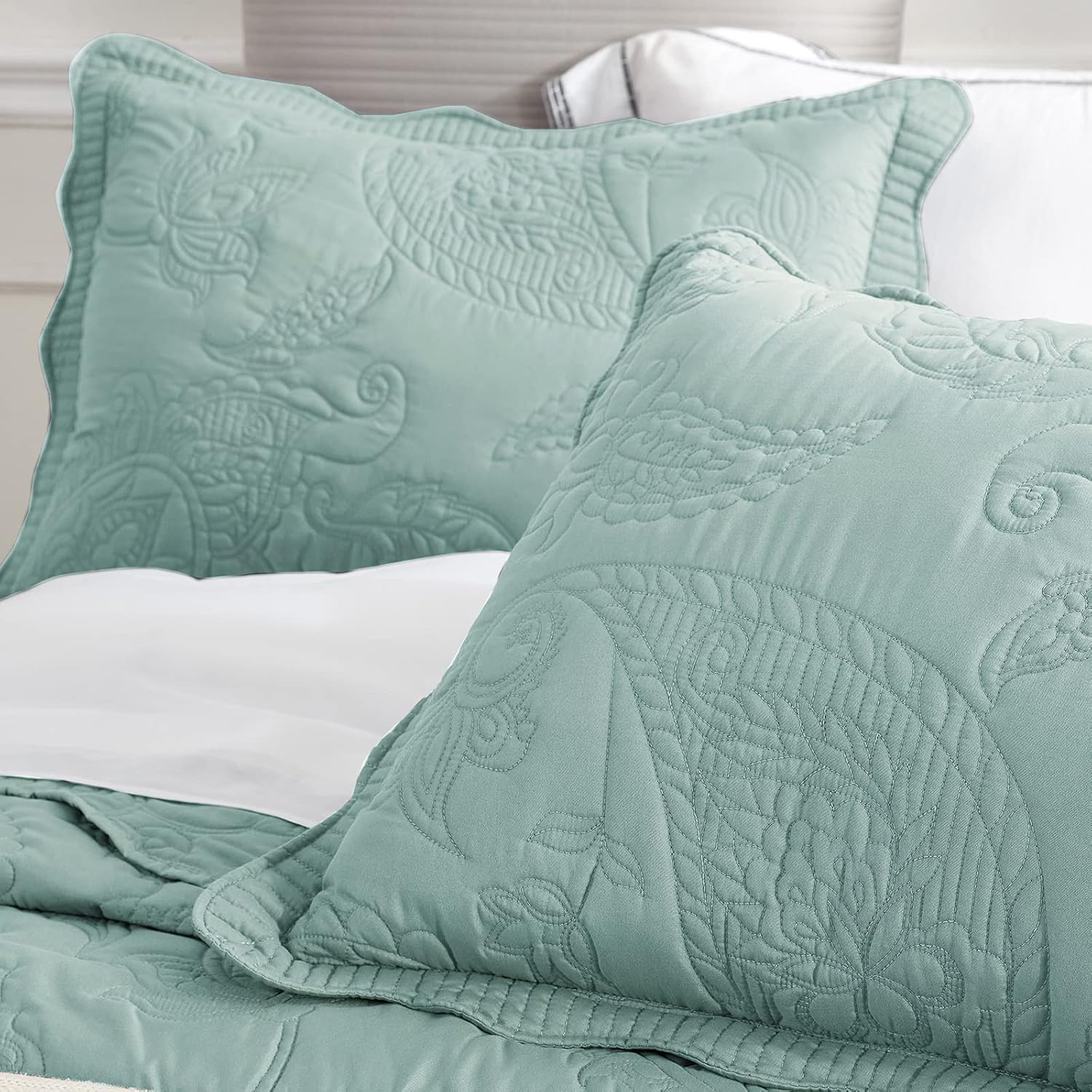 HZ & HY Colcha extragrande King de 138 x 122 pulgadas, extra ancha, juego de ropa de cama acolchado, edredón ligero y delgado, reversible, lujoso, 5