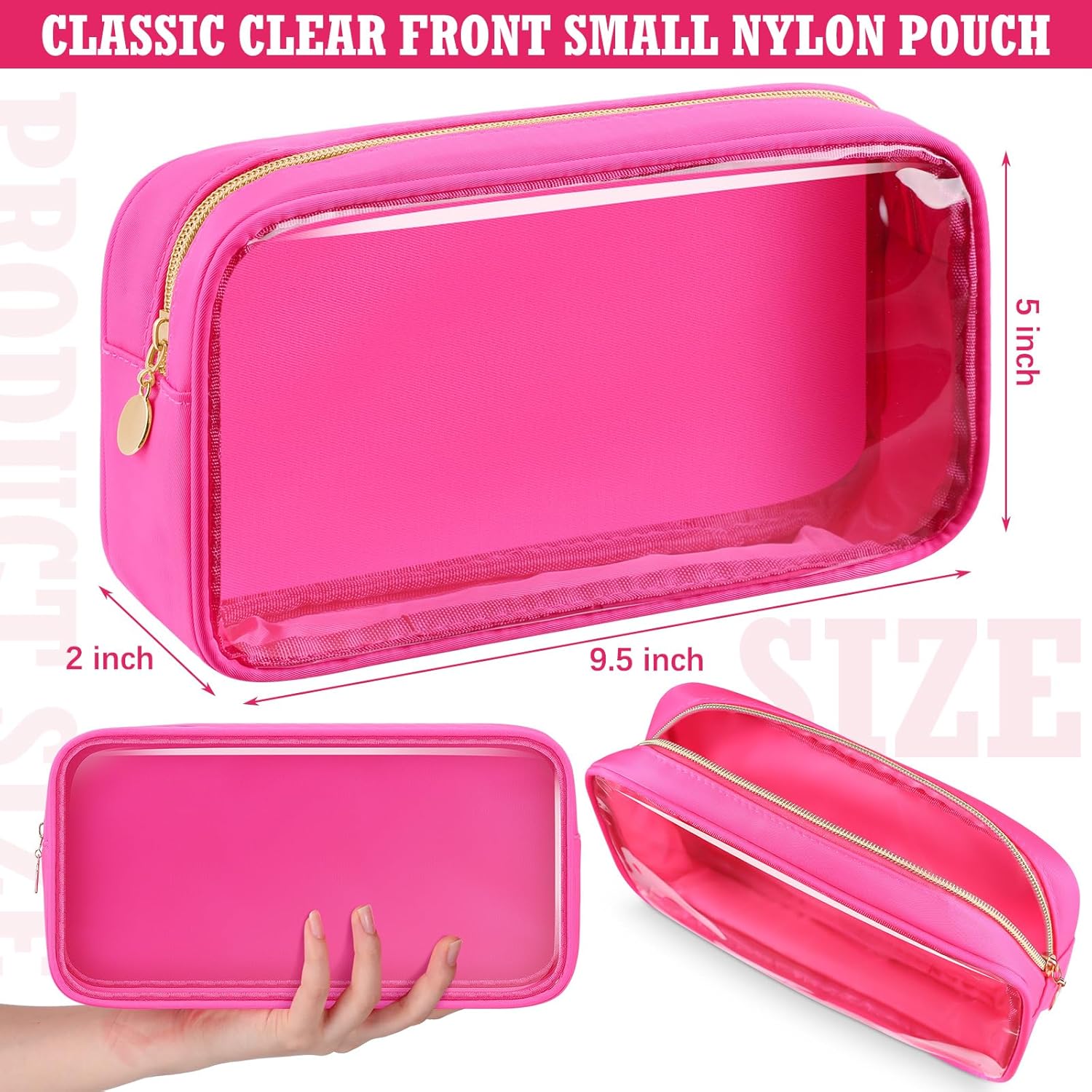 4 bolsas de maquillaje transparentes para bolso, bolsa de maquillaje de nailon y PVC, bolsa de viaje para cosméticos, bolsa de aseo con cremallera,