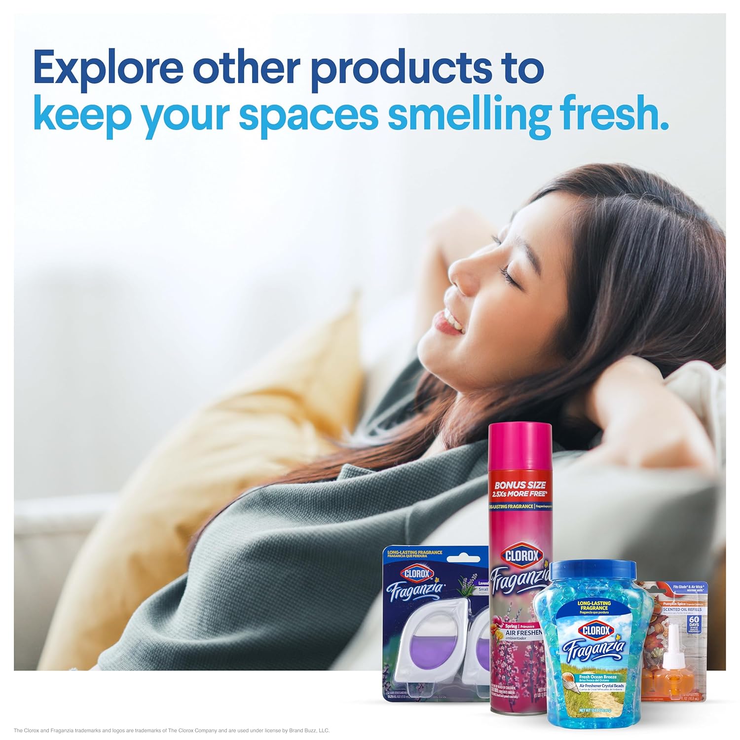 Clorox Fraganzia – Ambientador para habitaciones pequeñas con aroma a manzana y canela, 2 unidades, para despegar y colocar, sin enchufe, sin