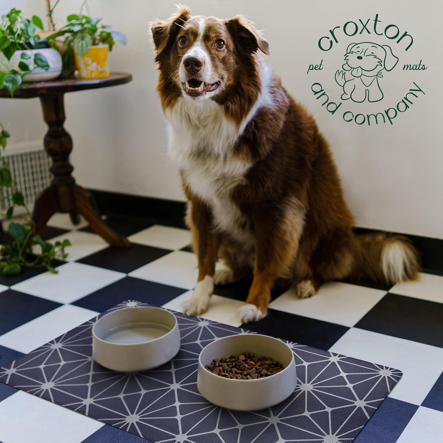 CROXTON & CO. Tapete antideslizante de piel sintética para alimentación de mascotas para cuencos de perros  Tapete grande para alimentos y agua