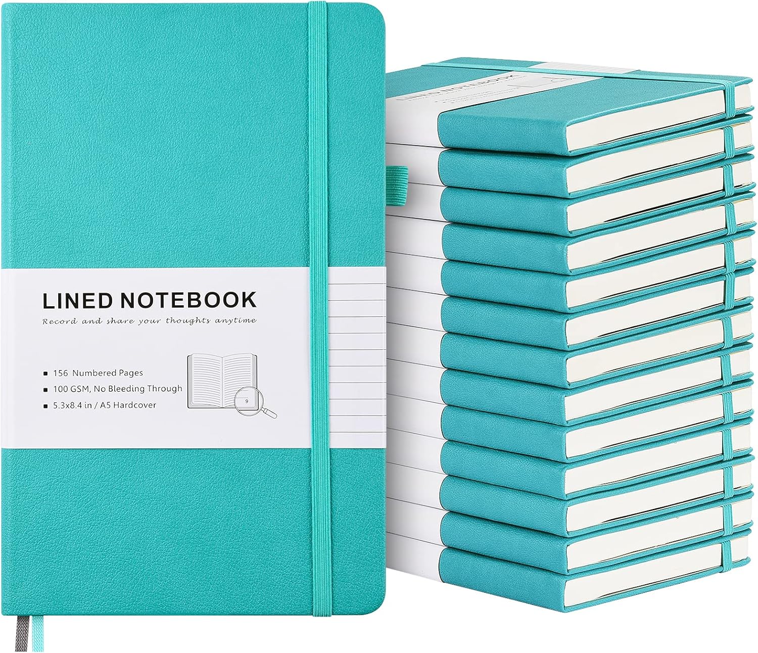 MALEDEN Cuaderno de cuero, paquete de 14 cuadernos rayados para mujeres y hombres, planificador, páginas numeradas con contenido de índice, papel