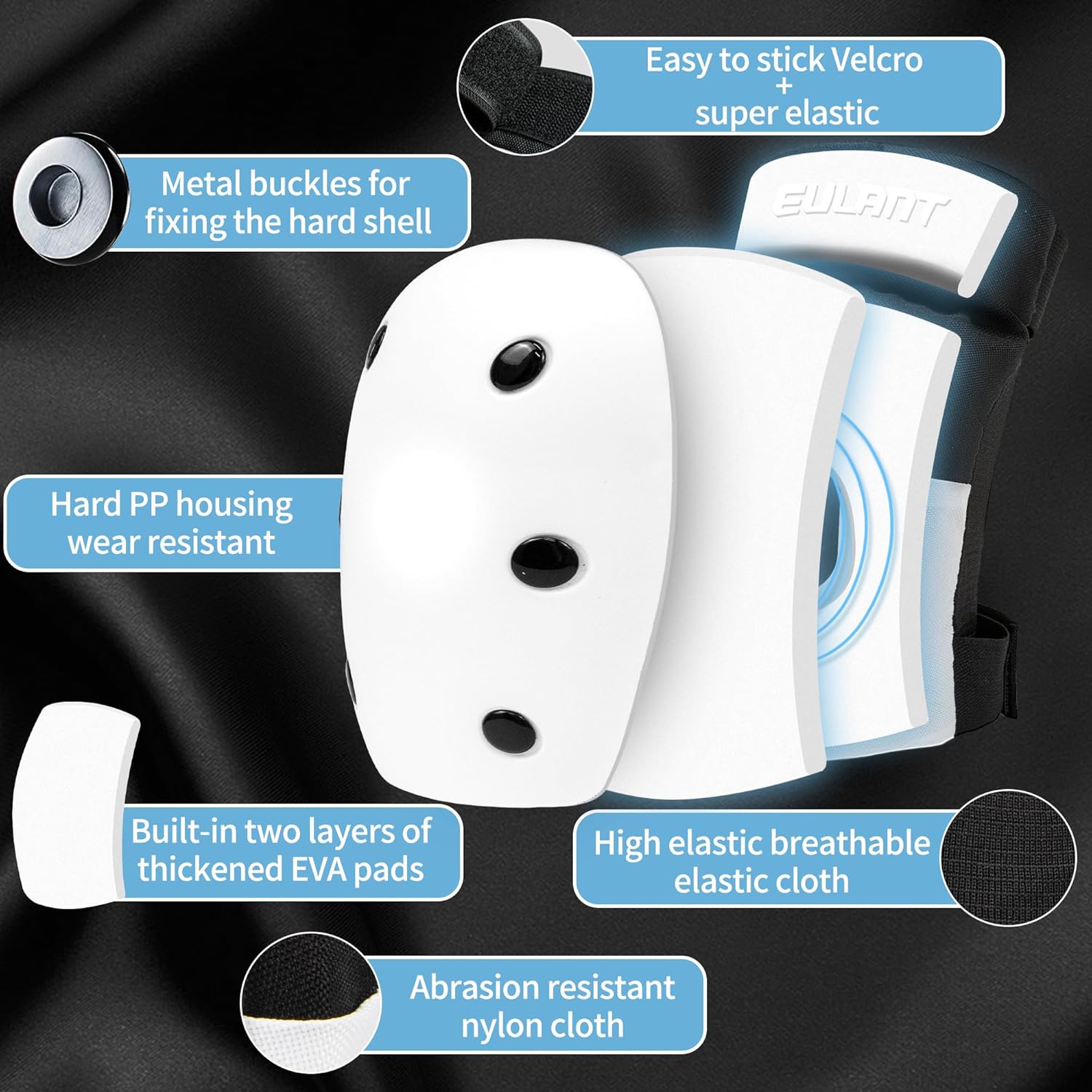 ONTYZZ Protector de patinaje en línea para adolescentes y adultos, protector de rodilla, protector de codo, protector de muñeca 6 en 1, juego de