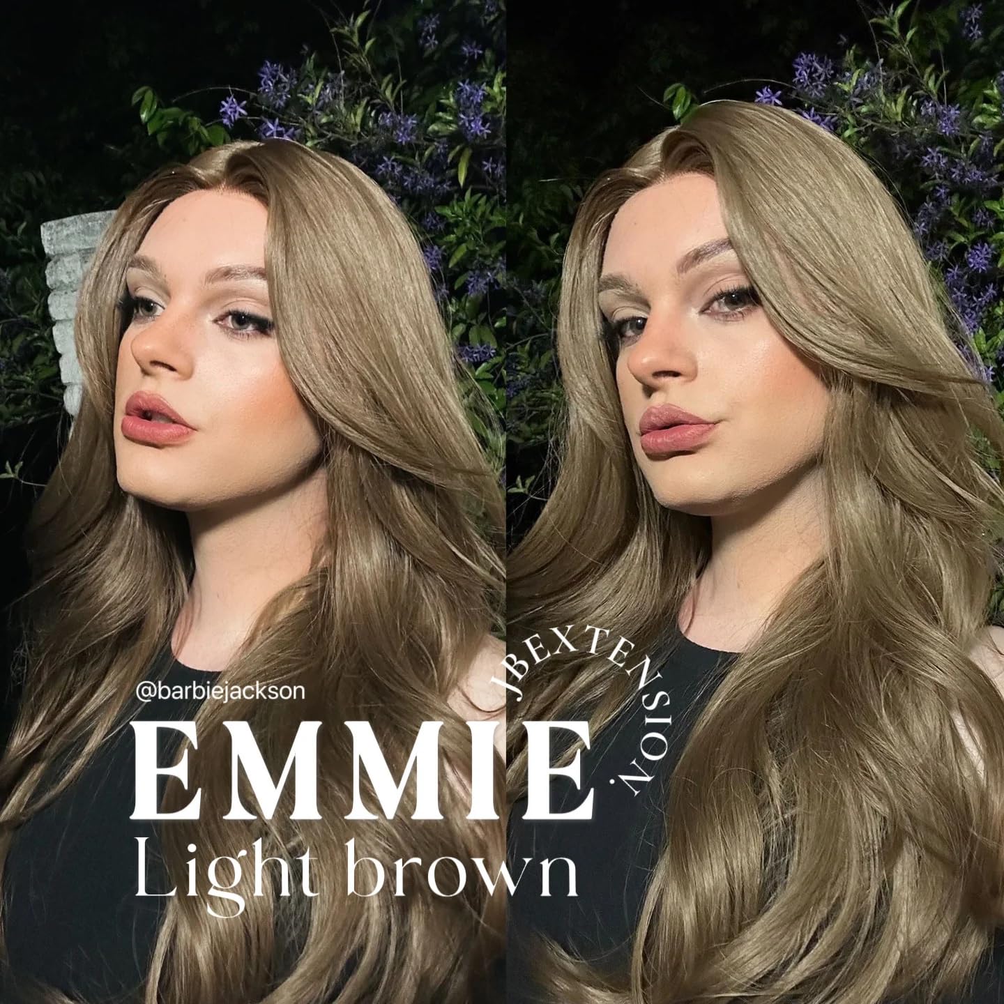 EMMIE – Peluca de encaje frontal precortada con flequillo lateral, pelucas rizadas de color marrón claro para mujer, pelucas sintéticas naturales
